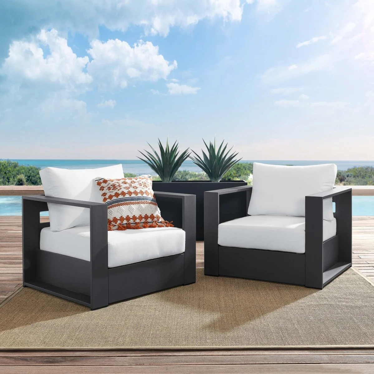 Outdoor Aluminum Patio Armchair Set of 2 with Durable Weather-Resistant Construction - Image 28