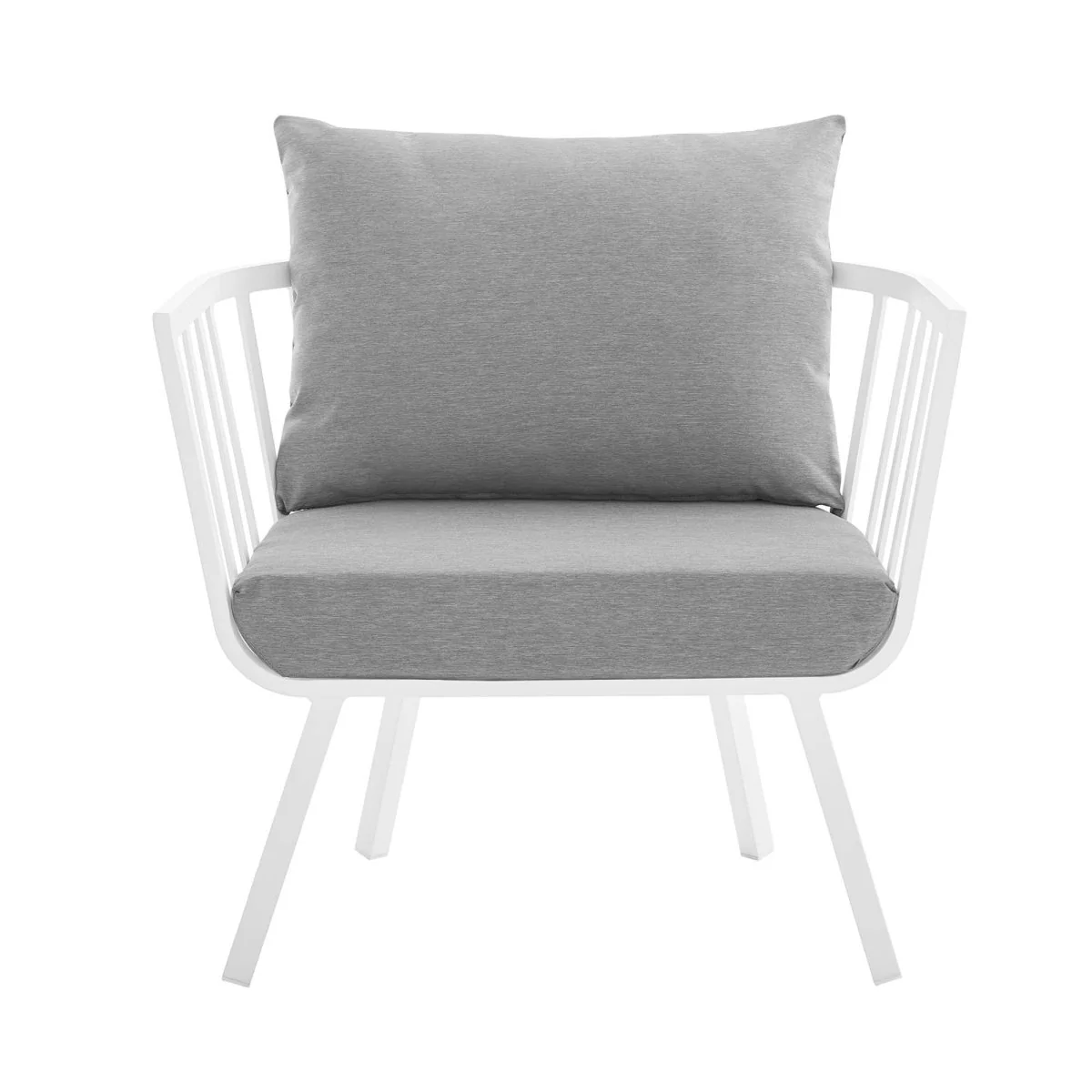 Outdoor Aluminum Patio Armchair with Armrests and Weather-Resistant Slatted Design - Image 12