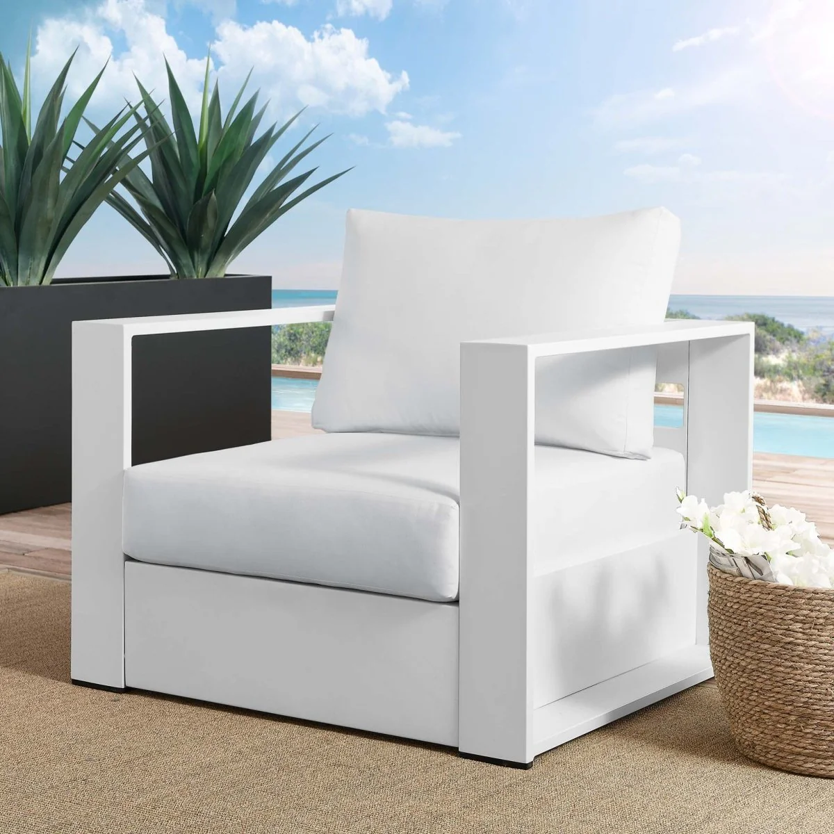 Outdoor Aluminum Patio Armchair with Arms – Durable Weather-Resistant Seating for Patio - Image 16