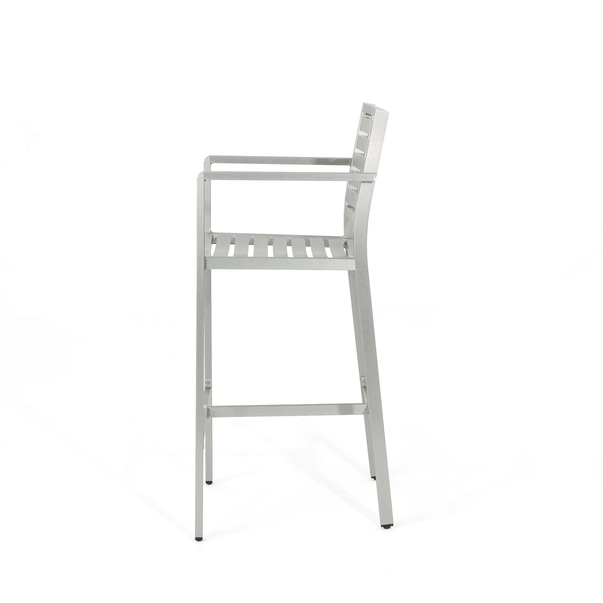 Outdoor Aluminum Rust Proof Barstools (Set of 2) - Silver - Image 3