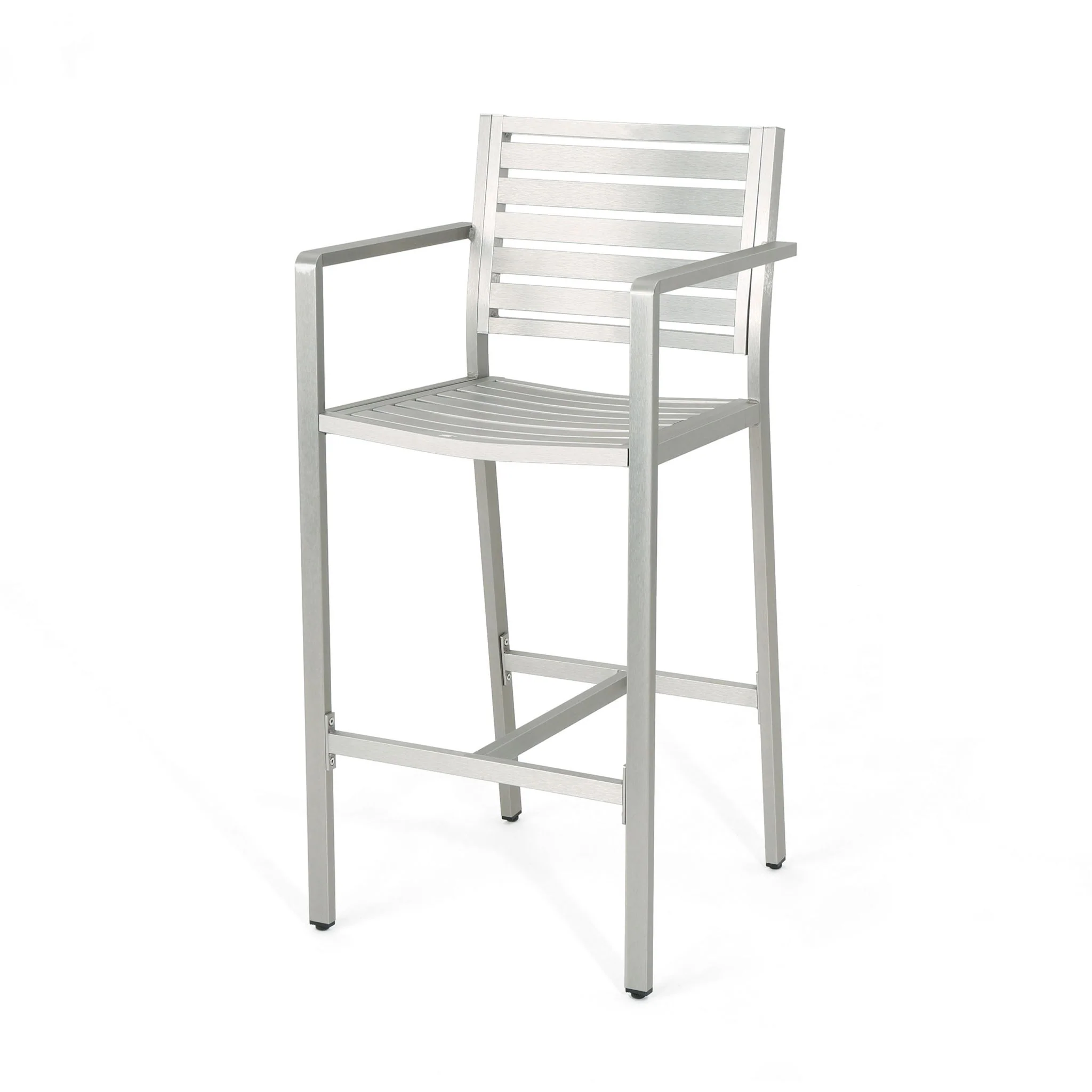 Outdoor Aluminum Rust Proof Barstools (Set of 2) - Silver - Image 8