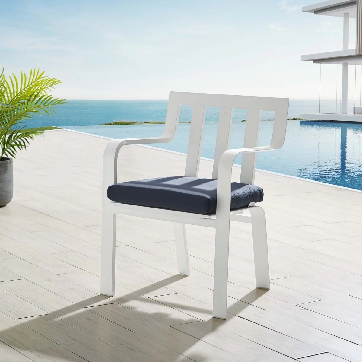 Outdoor Aluminum Upholstered Dining Armchair – Comfortable Patio Dining Armchair - Image 2