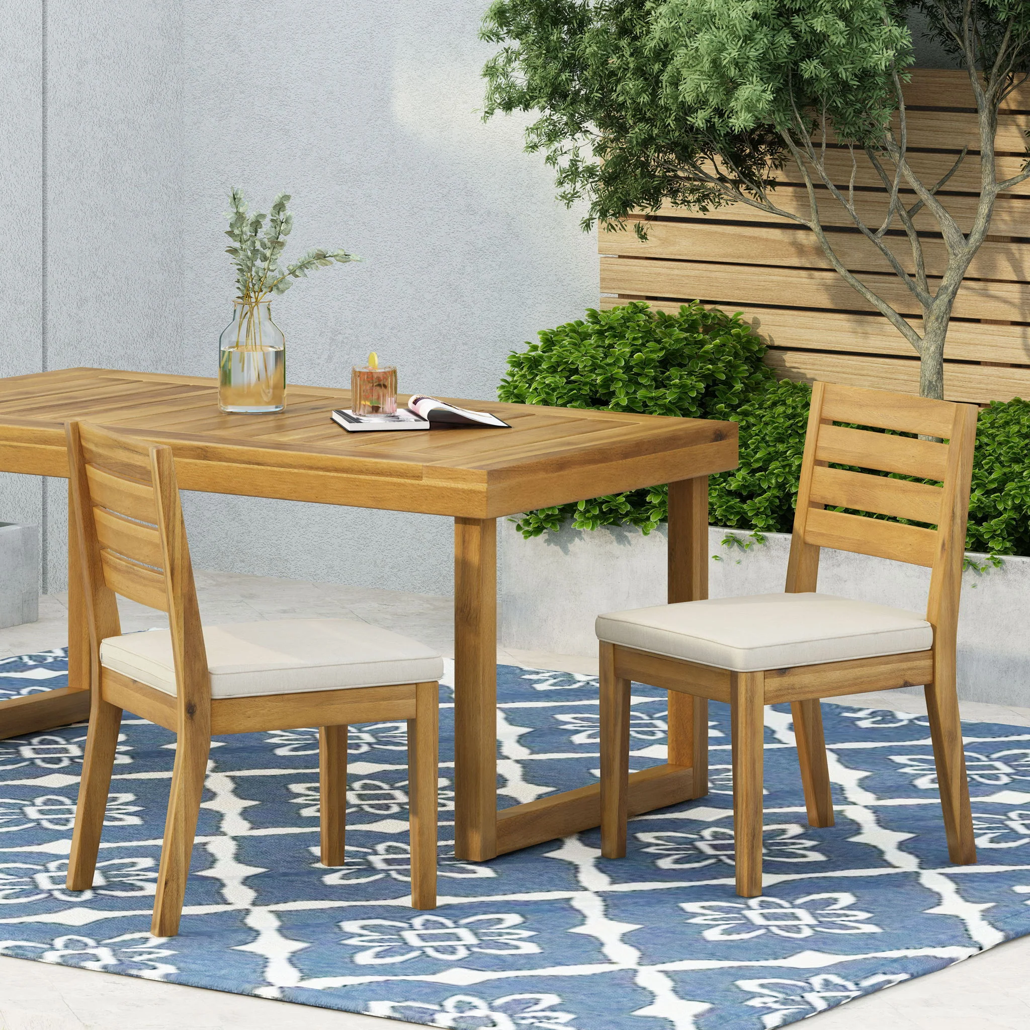 Outdoor Armless Dining Chair With Cushions - Image 13