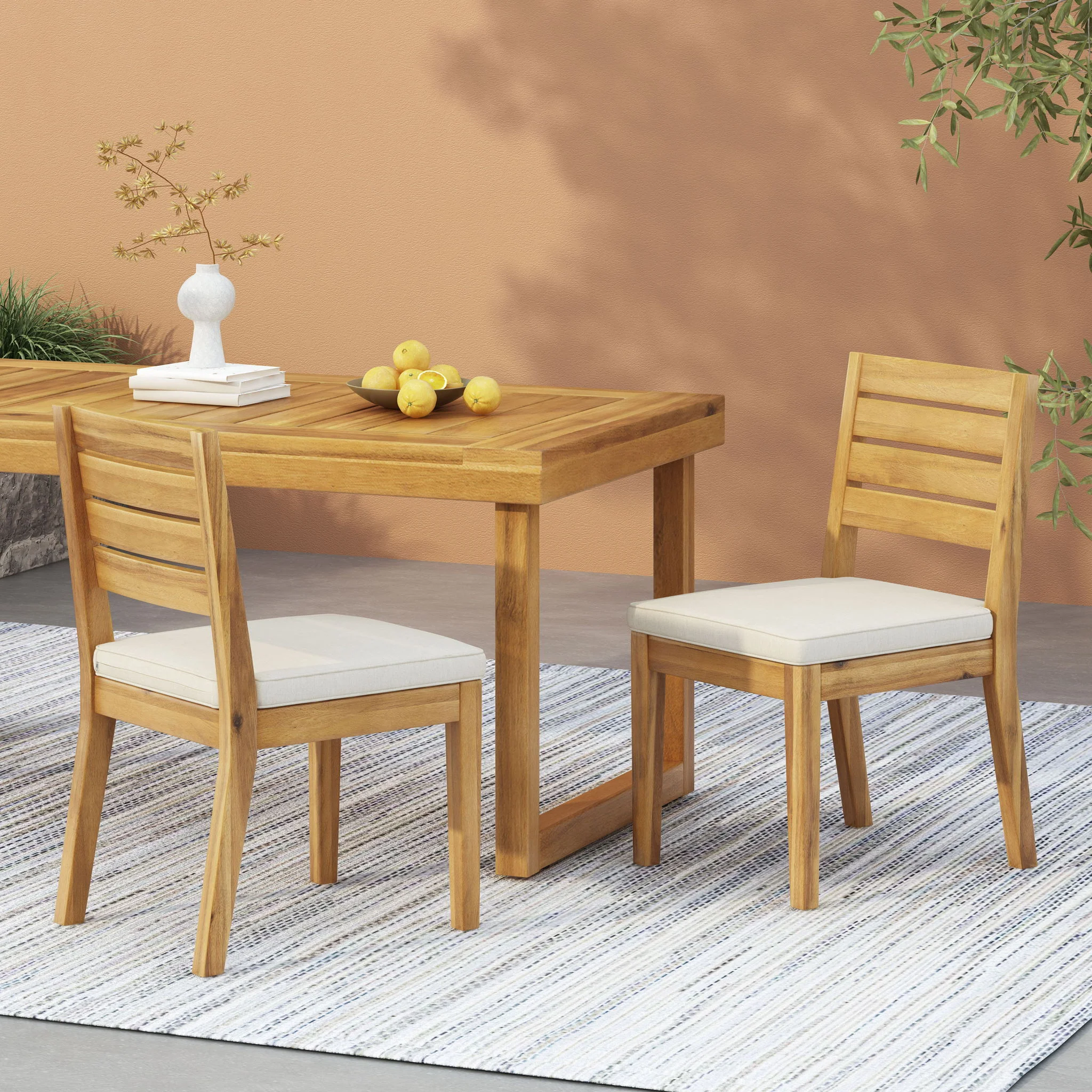 Outdoor Armless Dining Chair With Cushions - Image 15
