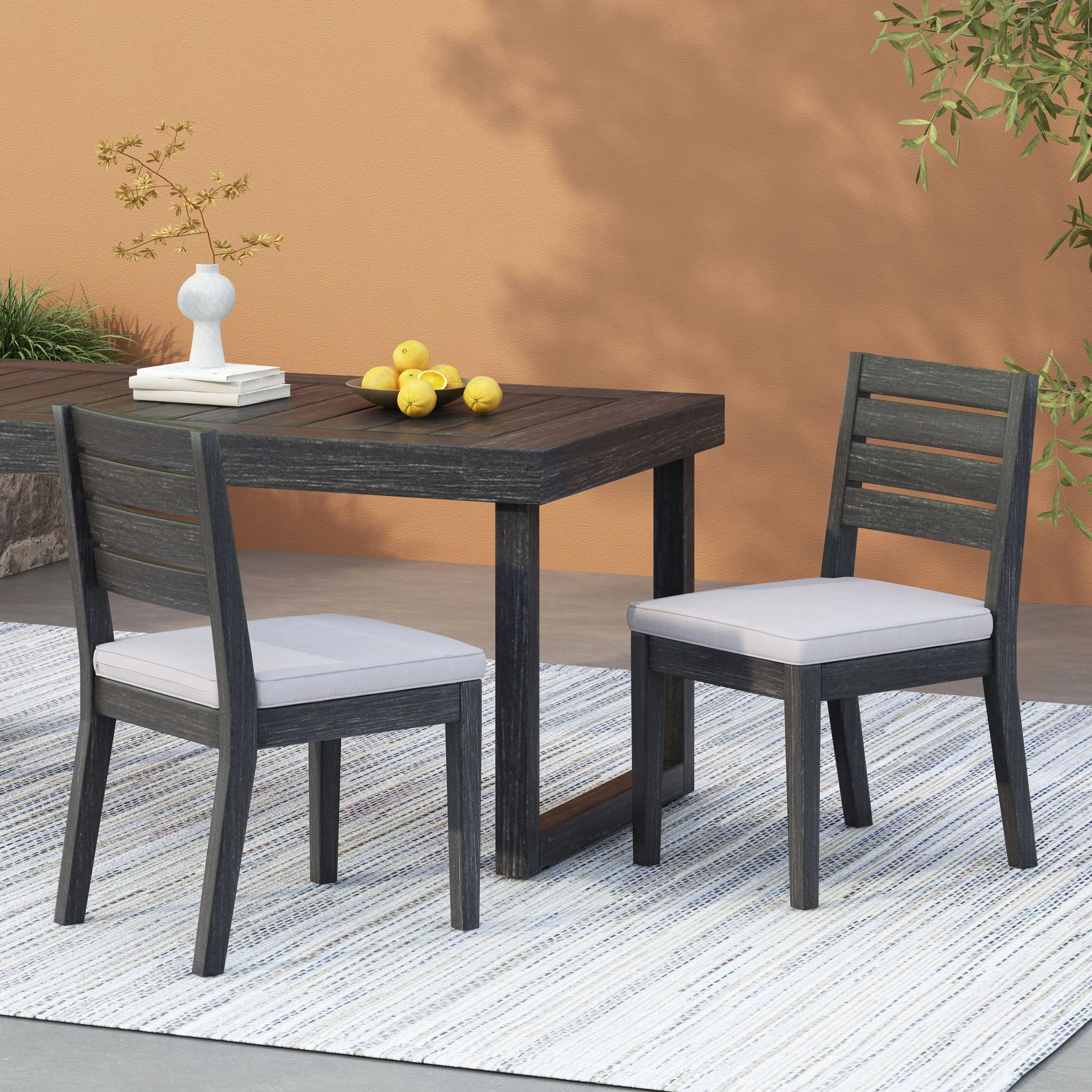 Outdoor Armless Dining Chair With Cushions - Image 6