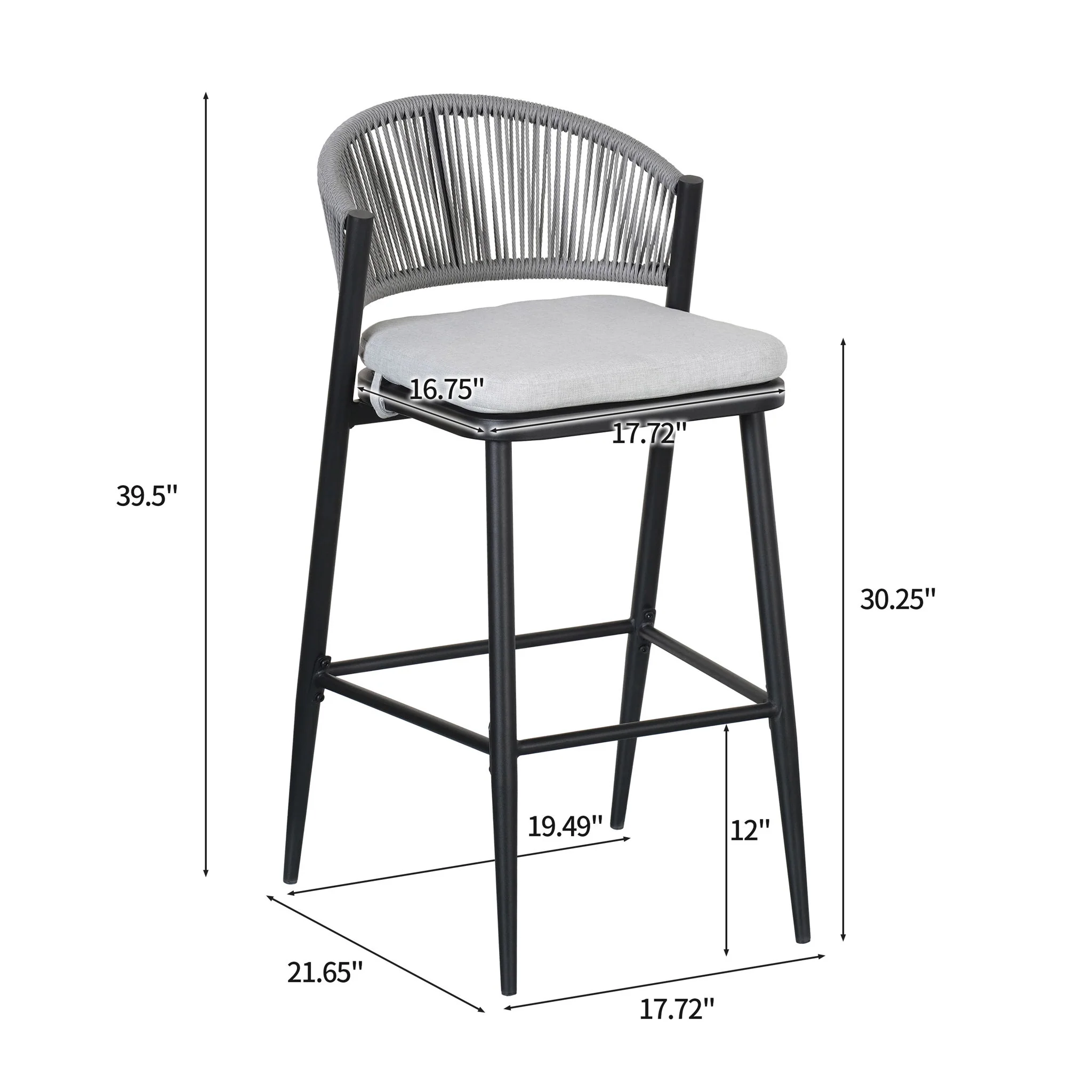 Outdoor Bar Height Metal Frame Counter Stools With Scallop Shaped Backrest & Water Resistant Cushions - Image 10