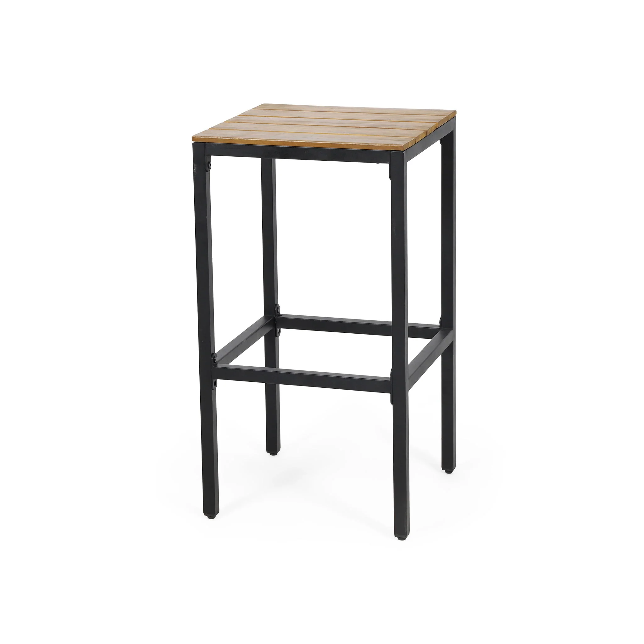 Outdoor Bar Stool With Slat Design And Metal Frame (Set of 2) - Image 10