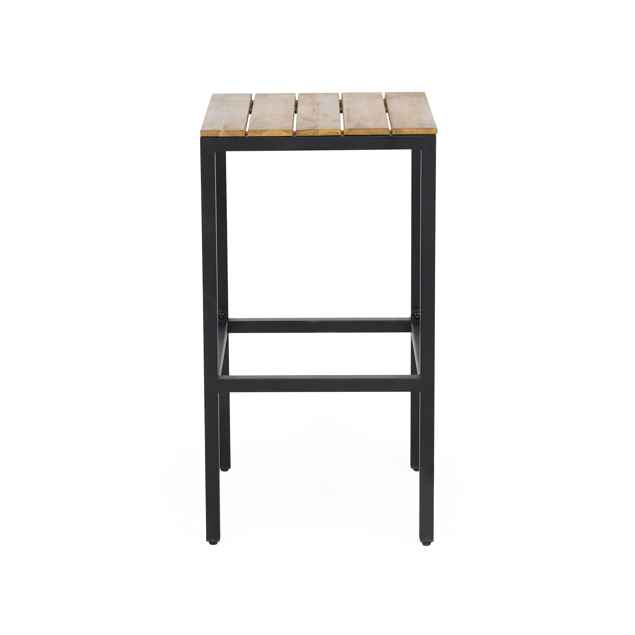 Outdoor Bar Stool With Slat Design And Metal Frame (Set of 2) - Image 12