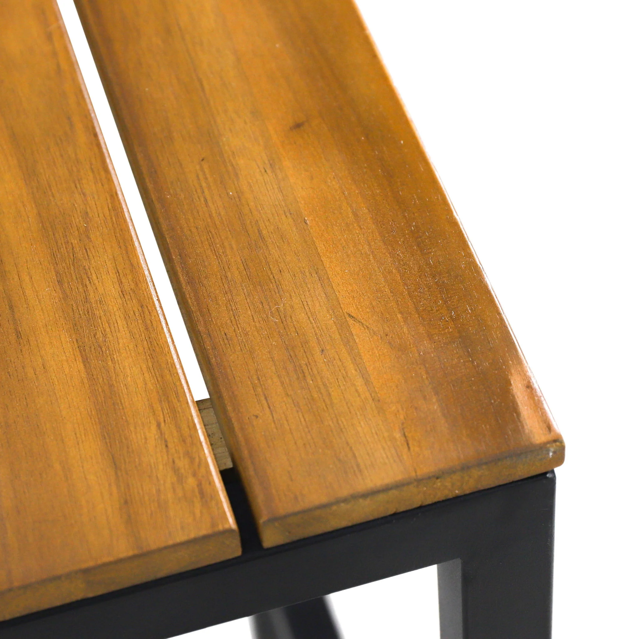 Outdoor Bar Stool With Slat Design And Metal Frame (Set of 2) - Image 3