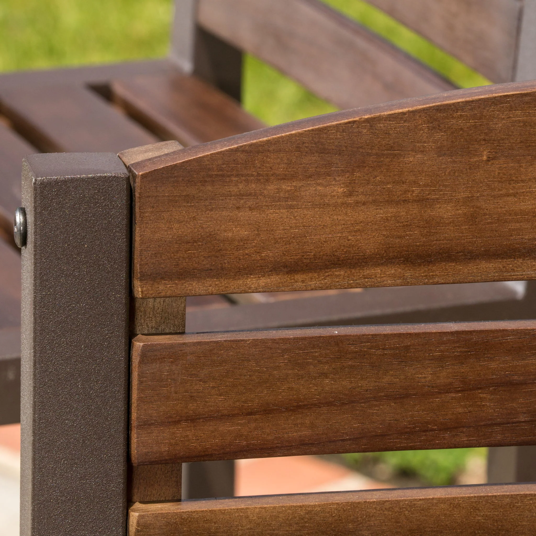 Outdoor Barstool With Slat Panel Design (Set of 2) - Dark Brown - Image 7