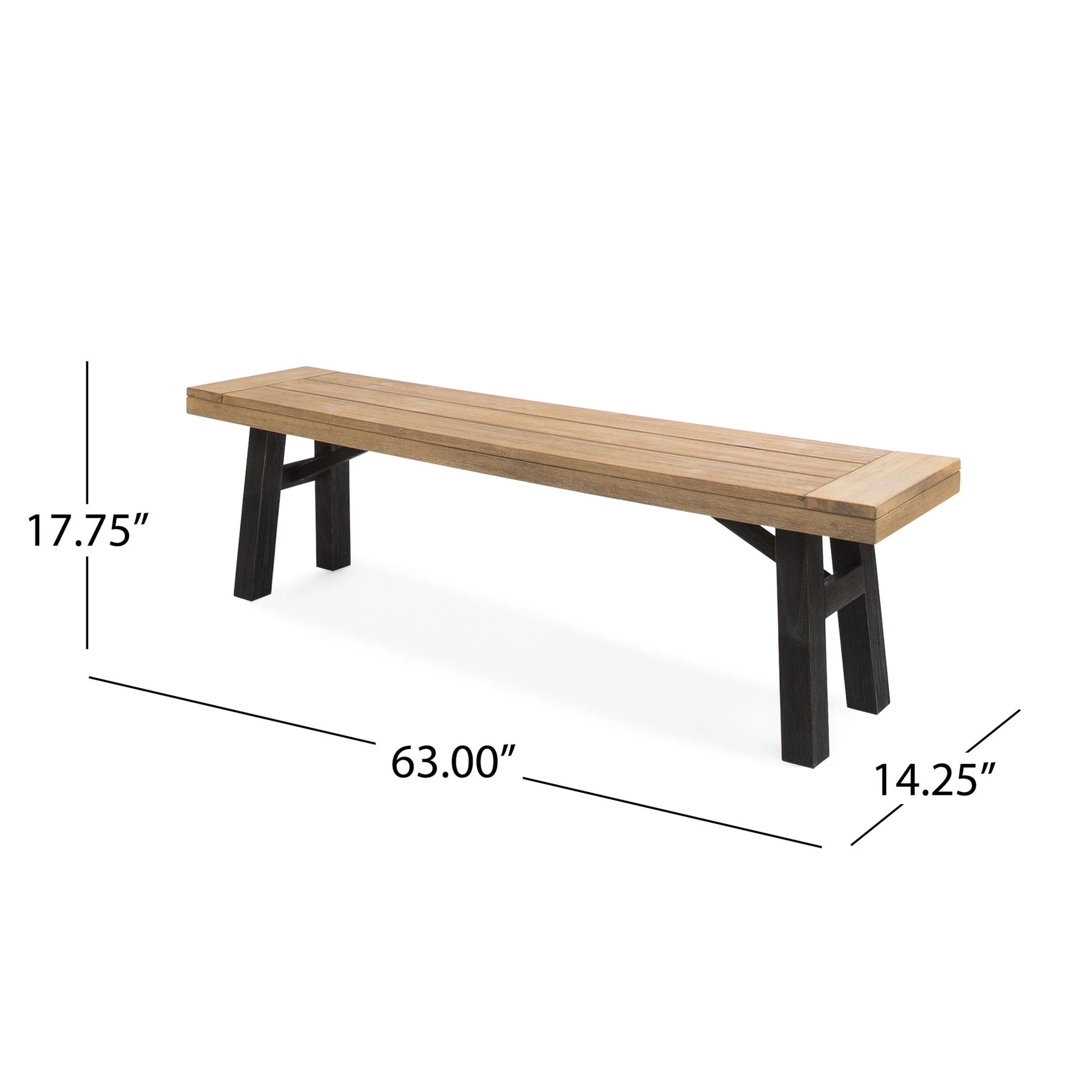 Outdoor Bench With Slat Panel Design And Acacia Wood Frame - Image 10