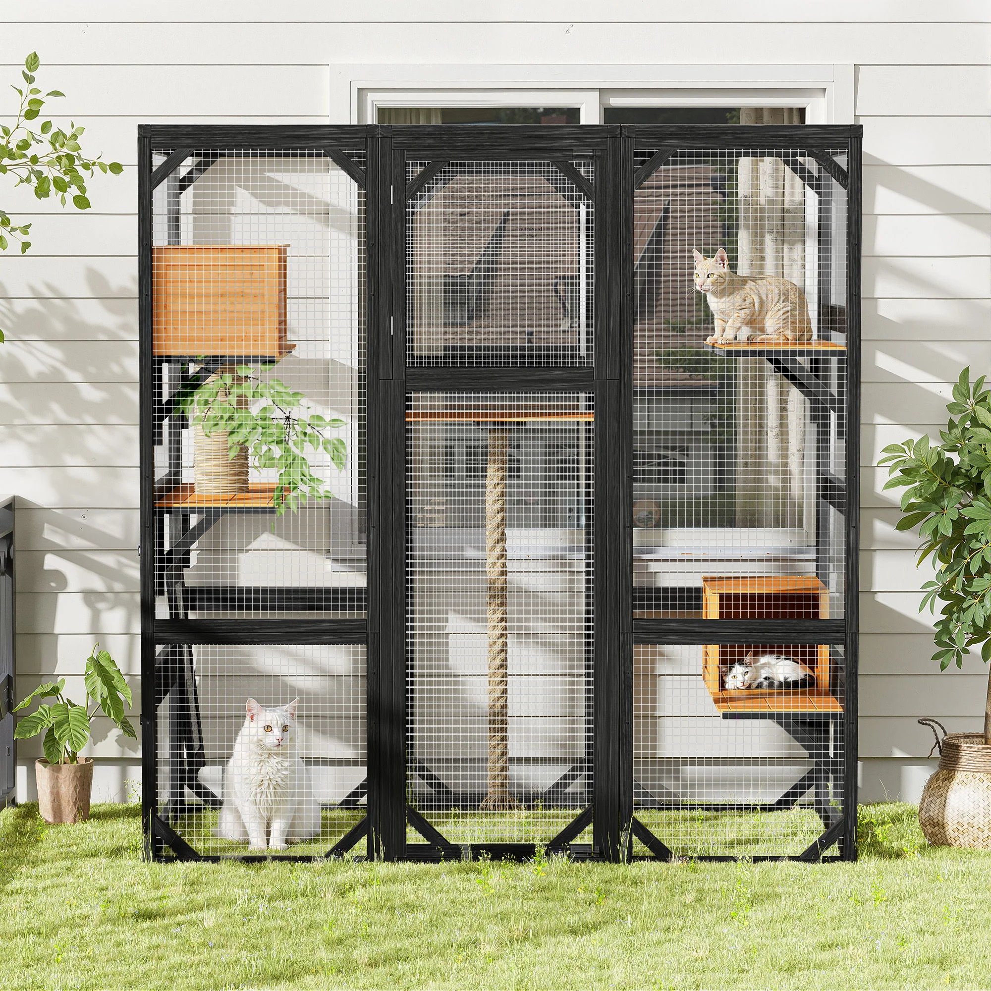 Outdoor Cat House, Diy Cat Enclosure Catio With Double Enter Doors - Image 4