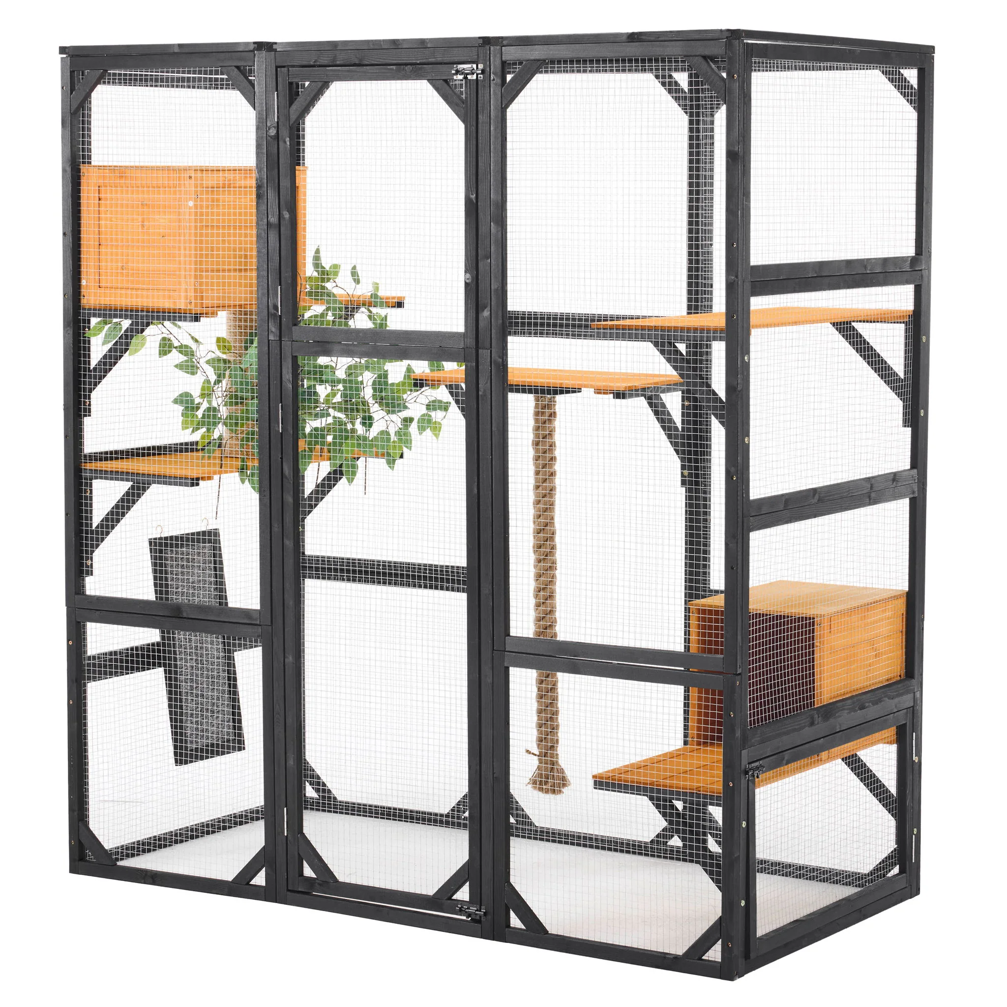 Outdoor Cat House, Diy Cat Enclosure Catio With Double Enter Doors - Image 9