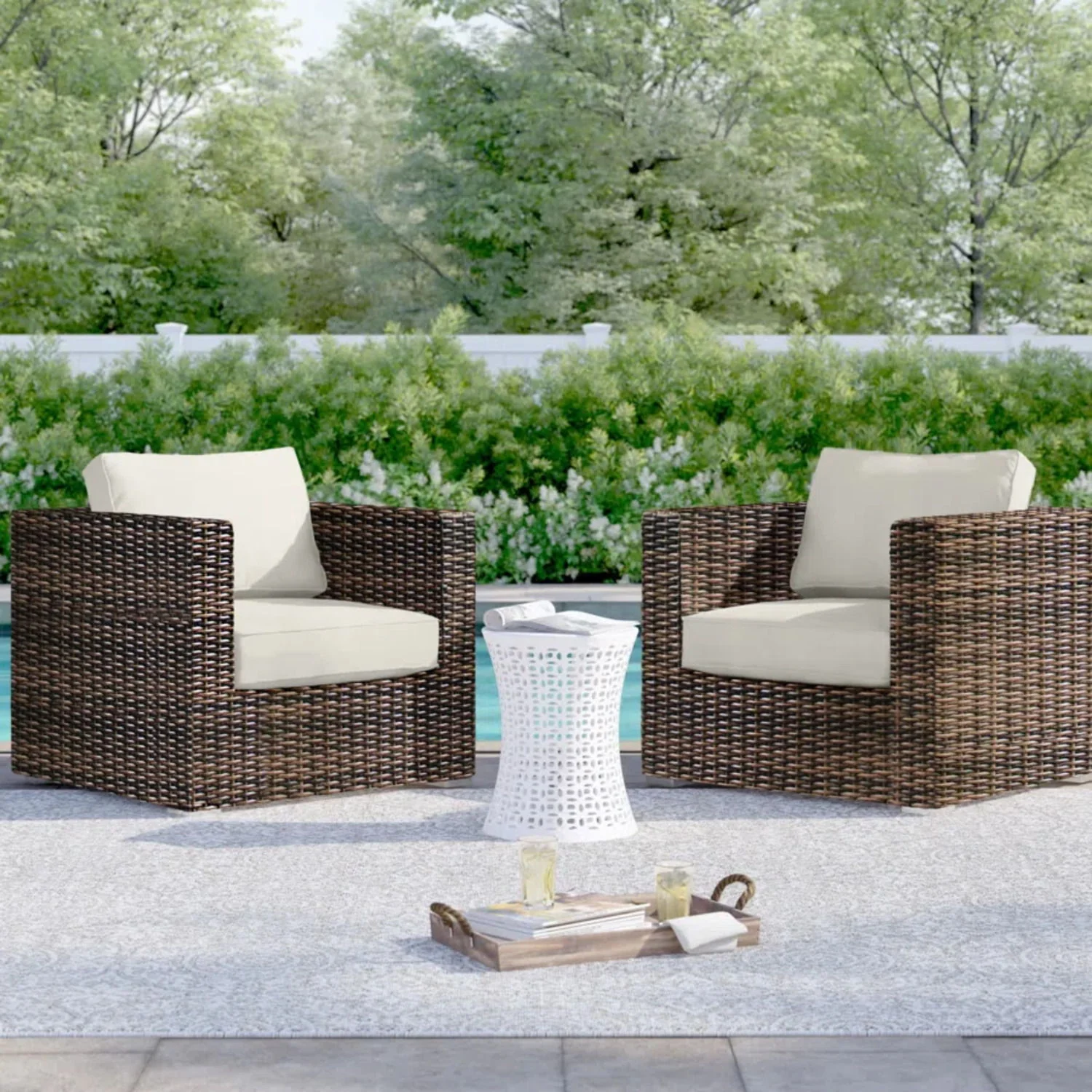 Outdoor Chairs Set With Cushions - Brown Mix - Image 5