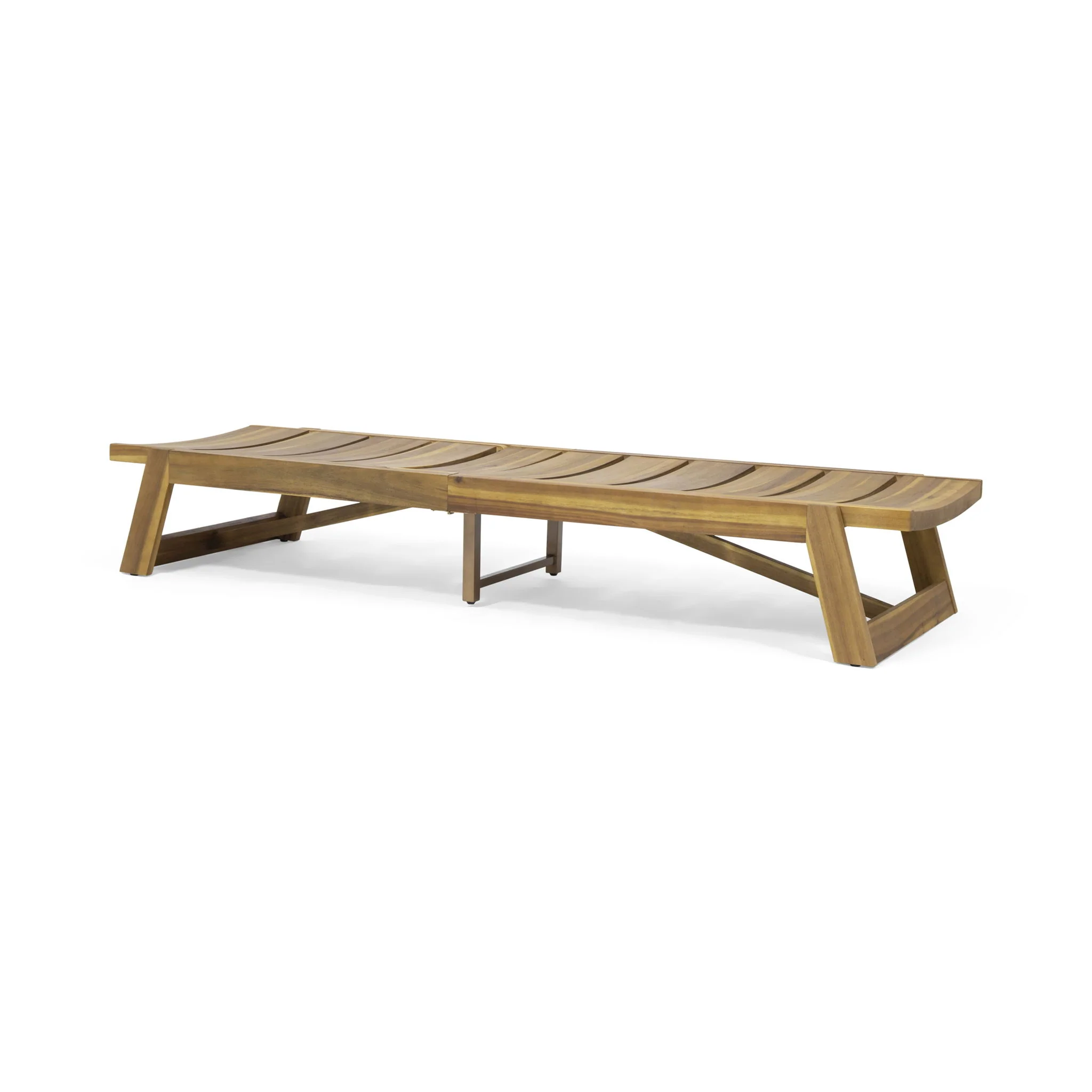 Outdoor Chaise Lounge With Adjustable Seating And Slat Panel - Yellow Brown - Image 4