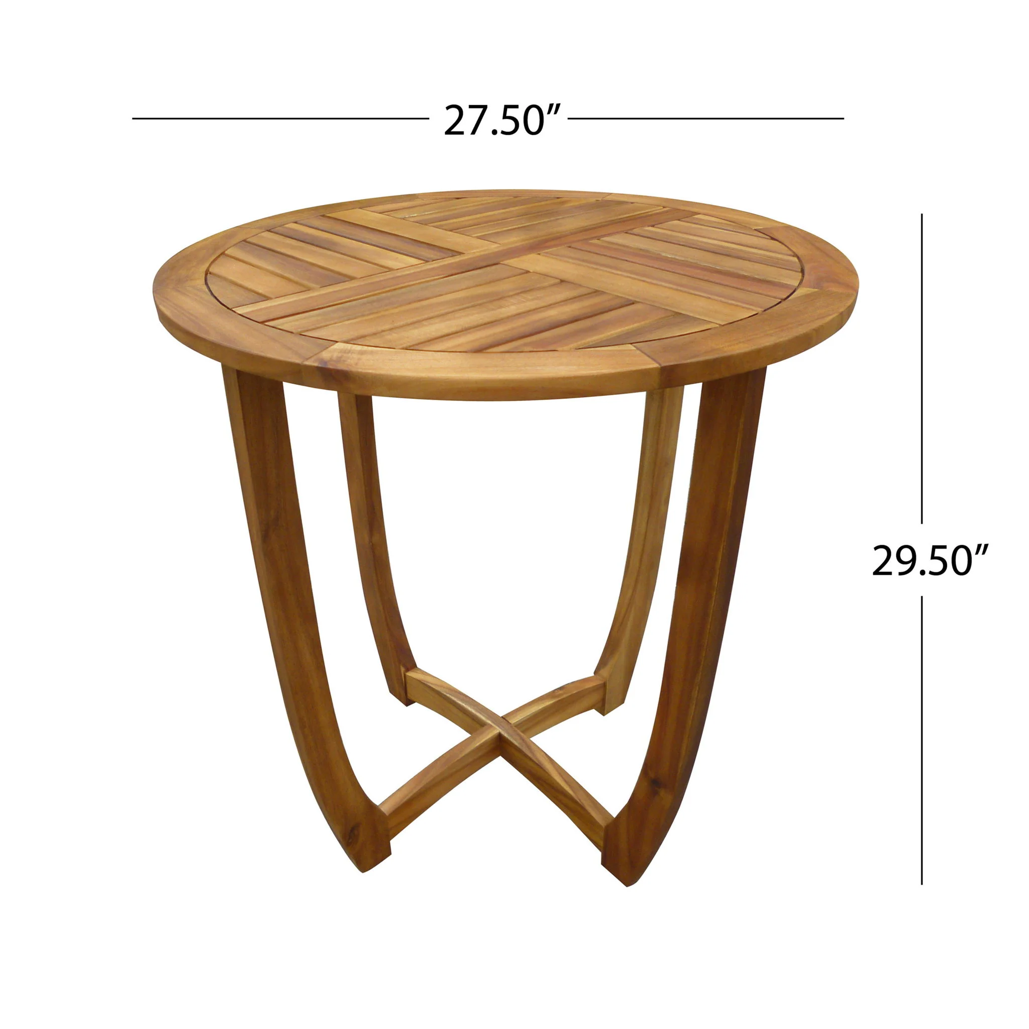 Outdoor Circular Wood Bistro Table With Curved Legs And Slat Panel Table Top - Teak - Image 8