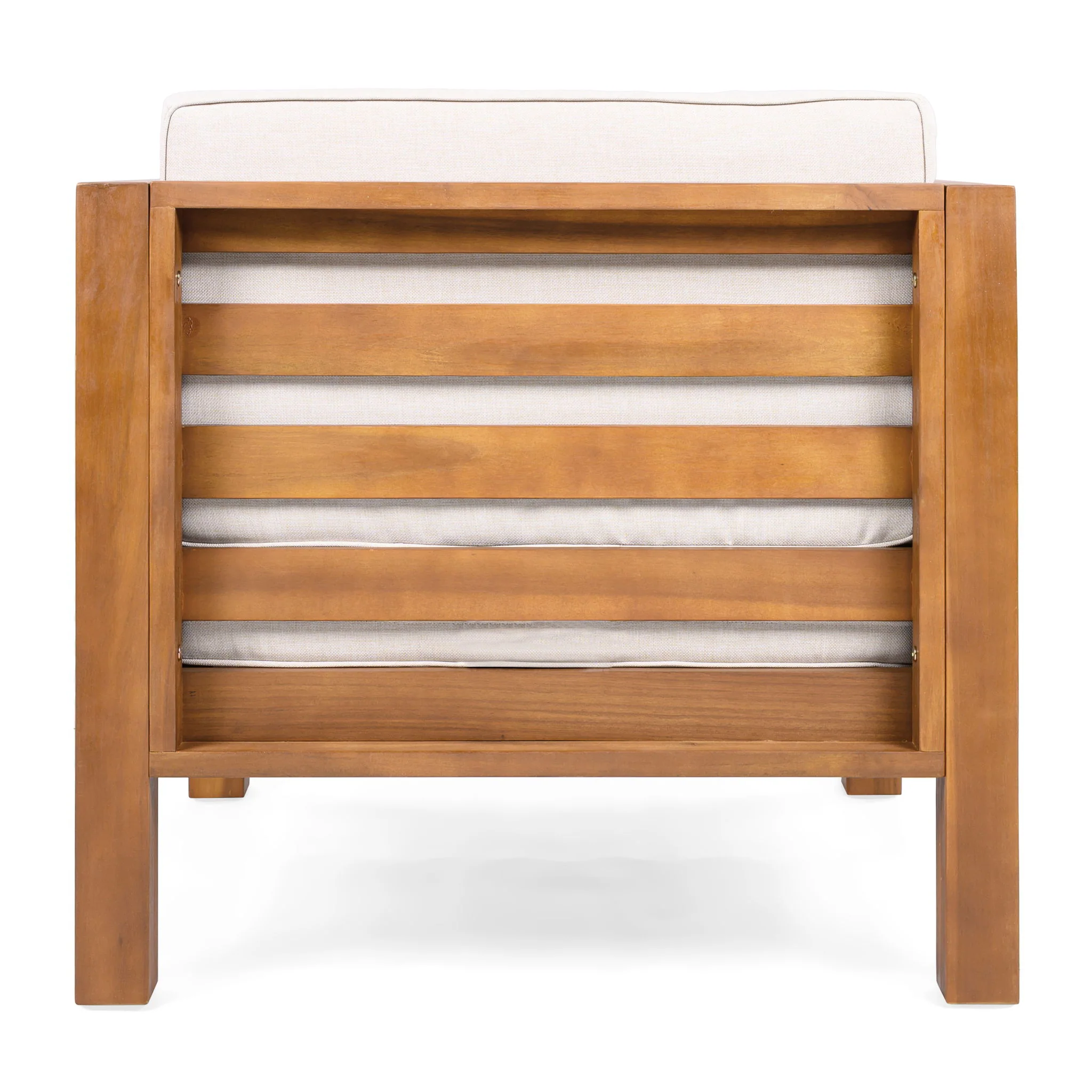 Outdoor Club Chair & Rope Arm And Cushions - Beige / Teak - Image 3