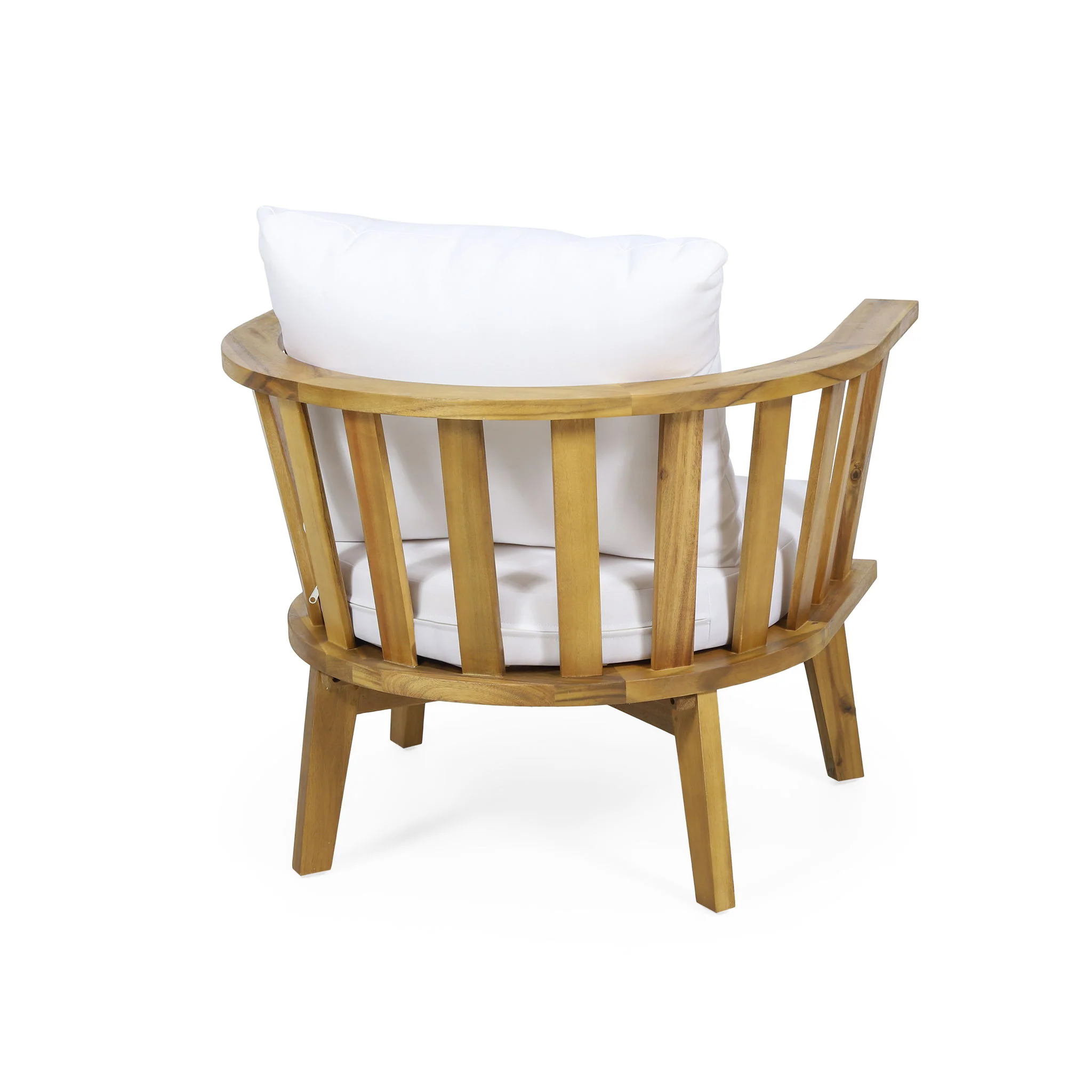 Outdoor Club Chair With Curved Backrest And Frame - White - Image 3