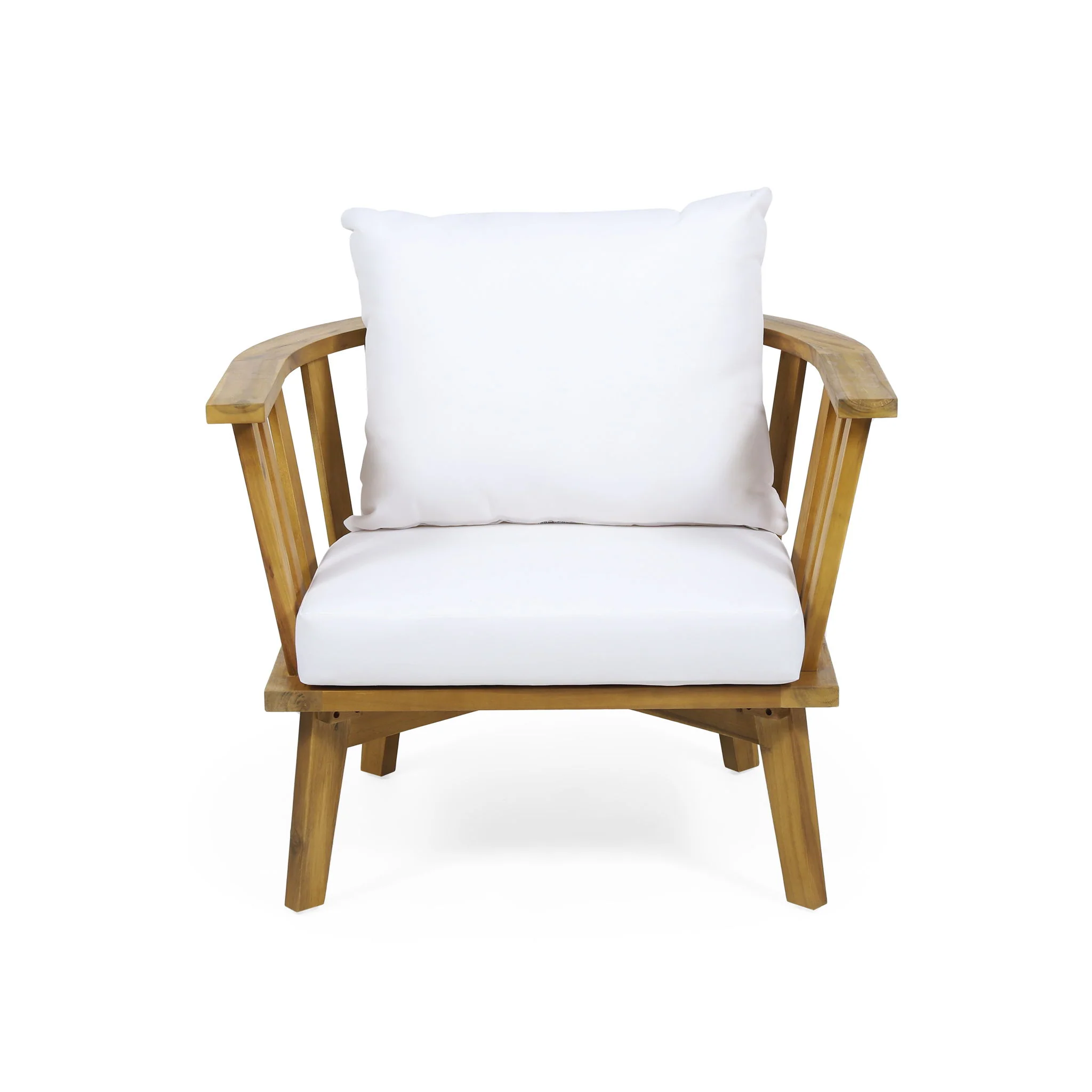 Outdoor Club Chair With Curved Backrest And Frame - White - Image 4