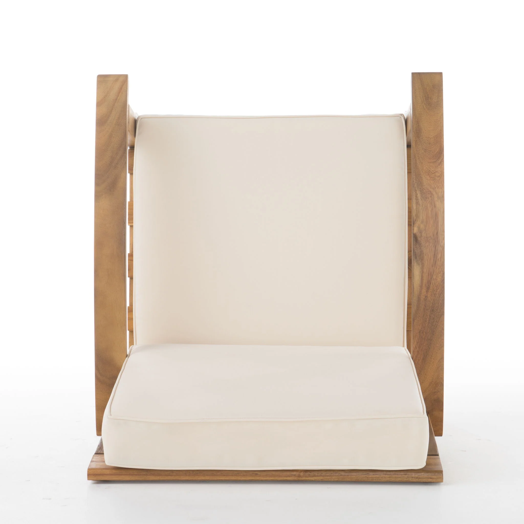 Outdoor Club Chair With Cushion And Acacia Wood Frame - Teak - Image 9
