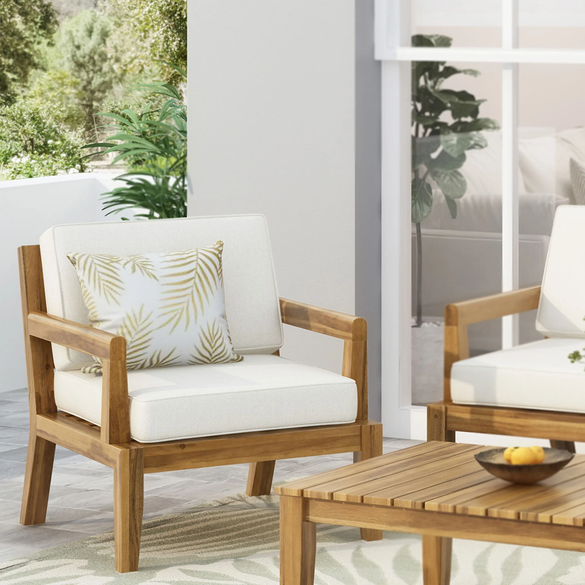 Outdoor Club Chair With Cushions - Beige - Image 9