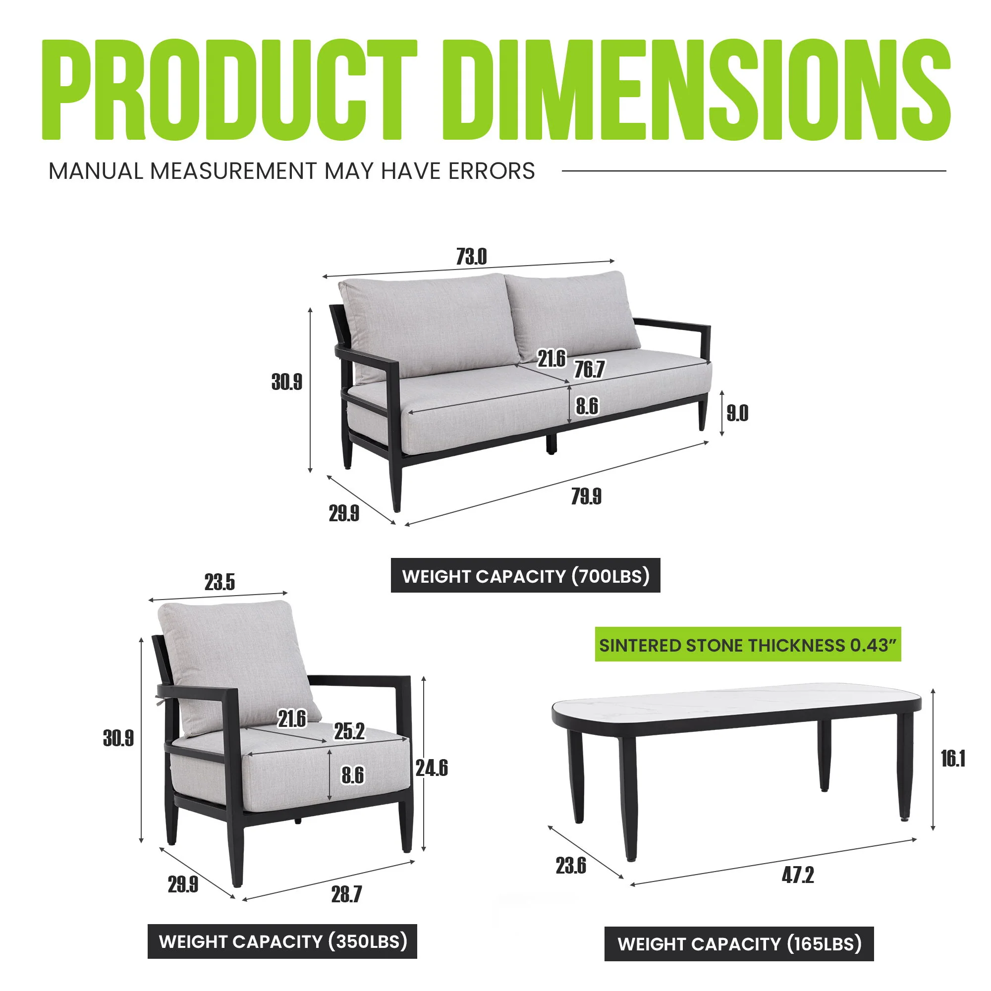 Outdoor Conversation Set With Chairs, Bench Sofa, Tables, Sunbrella Cushions - Image 10