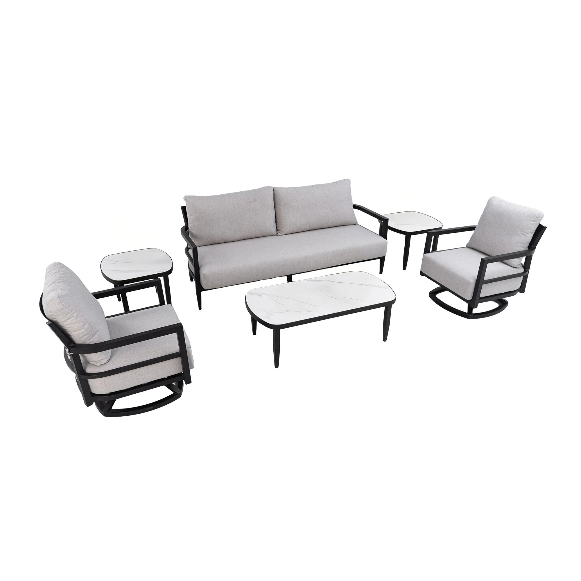 Outdoor Conversation Set With Chairs, Bench Sofa, Tables, Sunbrella Cushions - Image 4