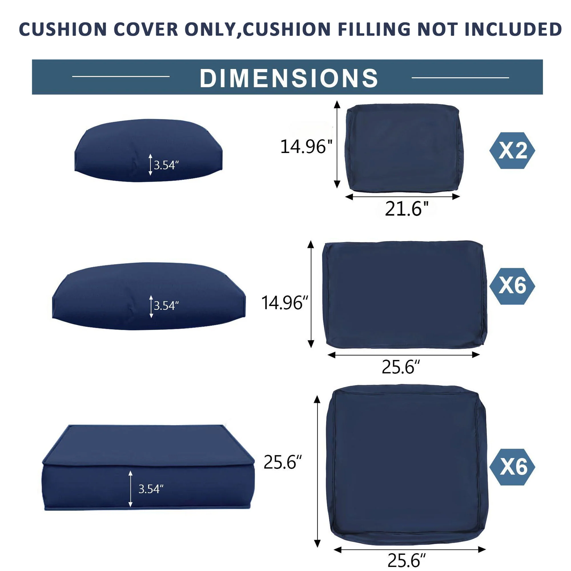 Outdoor Deep Seat Cushions For Patio Furniture Replacement, Cushion Set For Sectionals - Image 5