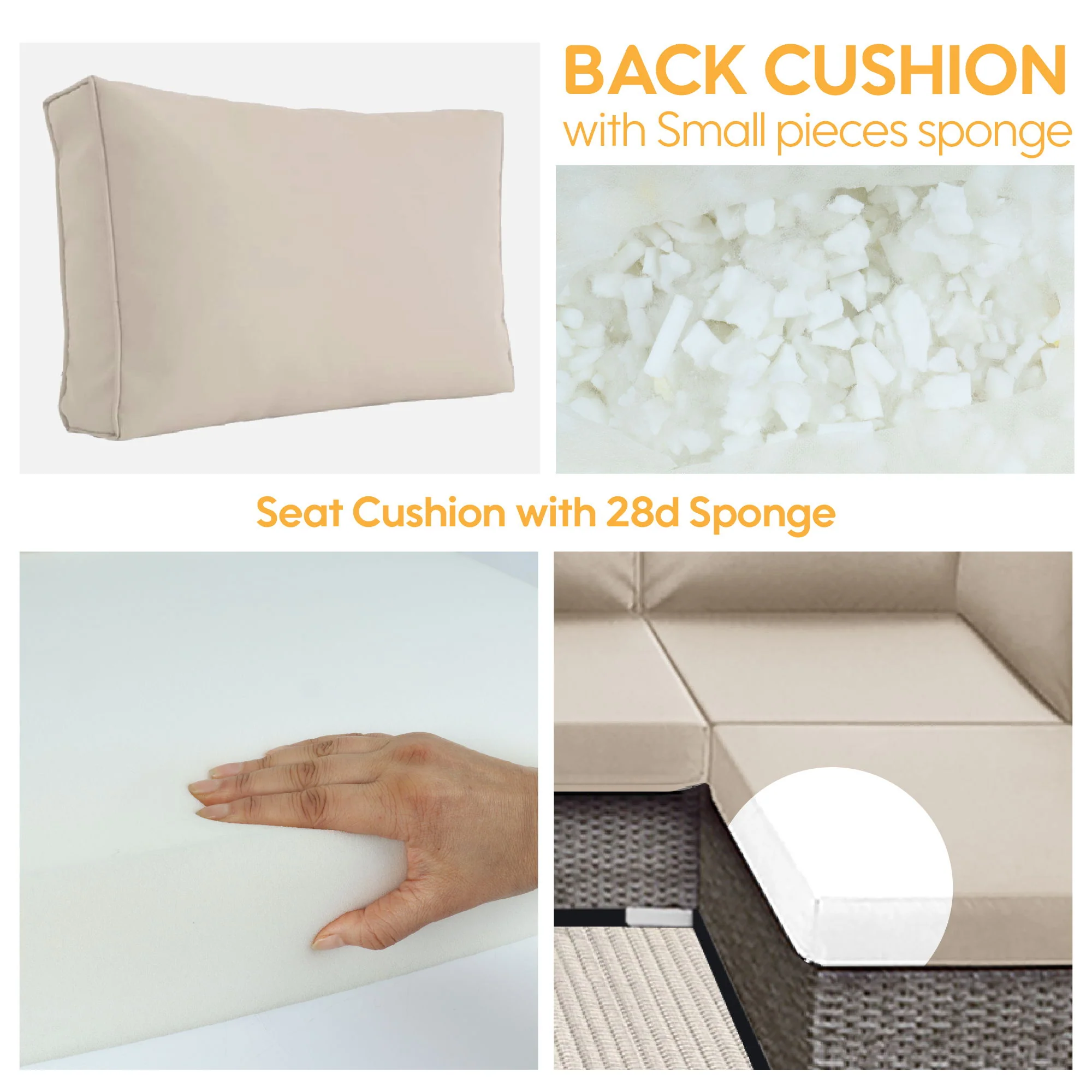 Outdoor Deep Seat Cushions For Patio Furniture Replacement, Cushion Set For Sectionals - Image 7