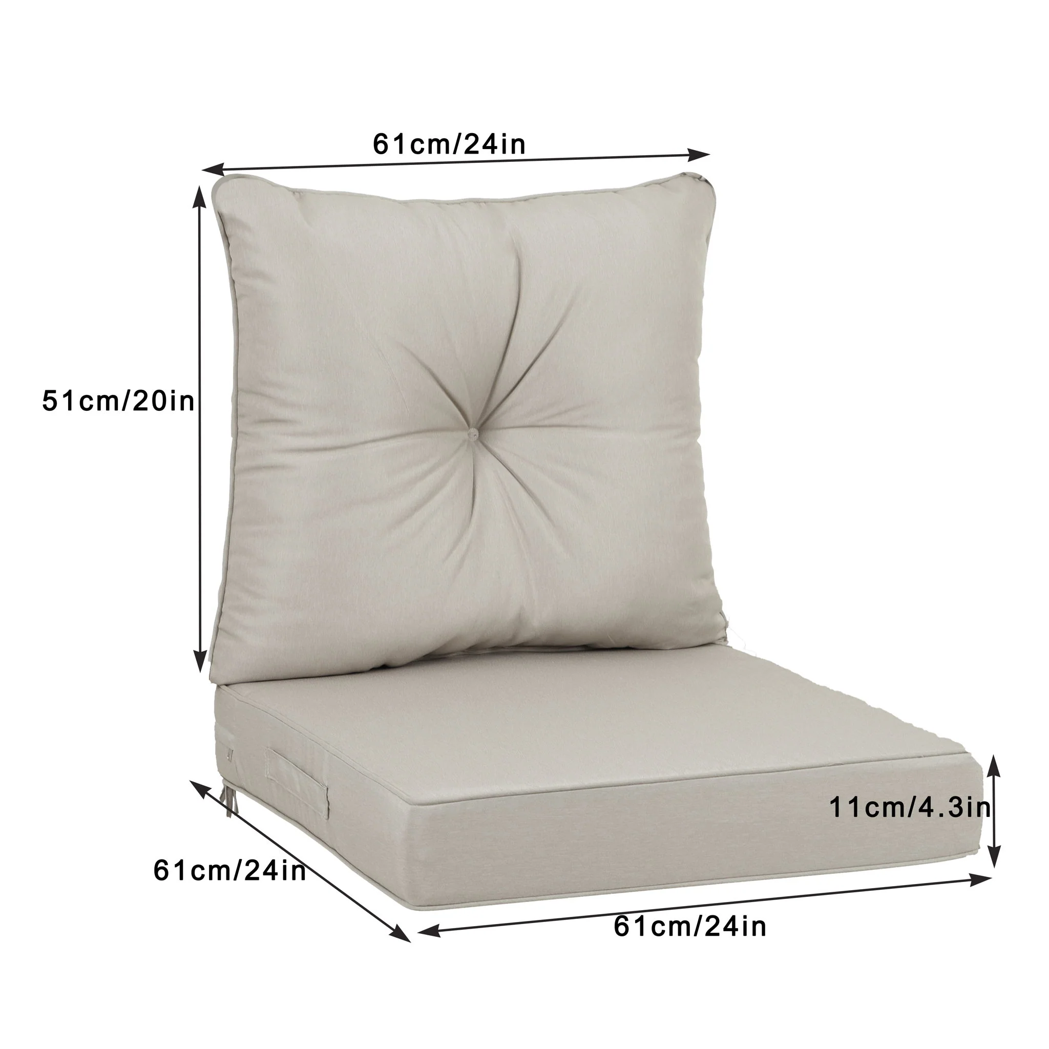 Outdoor Deep Seat Cushions For Patio Furniture Waterproof Set - Beige - Image 2