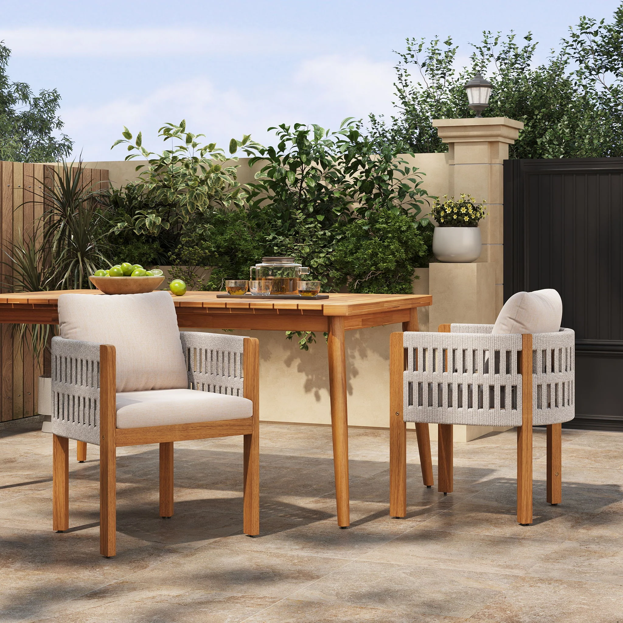 Outdoor Dining Chairs With Mix Rope Handles (Set of 2) - Image 15