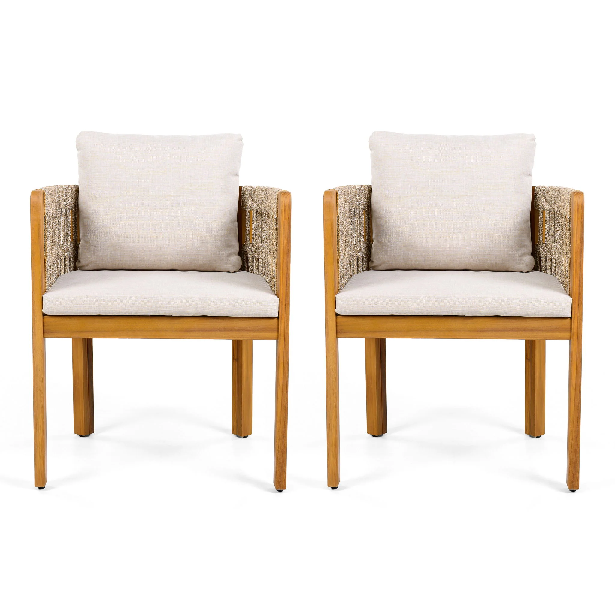 Outdoor Dining Chairs With Mix Rope Handles (Set of 2) - Image 17