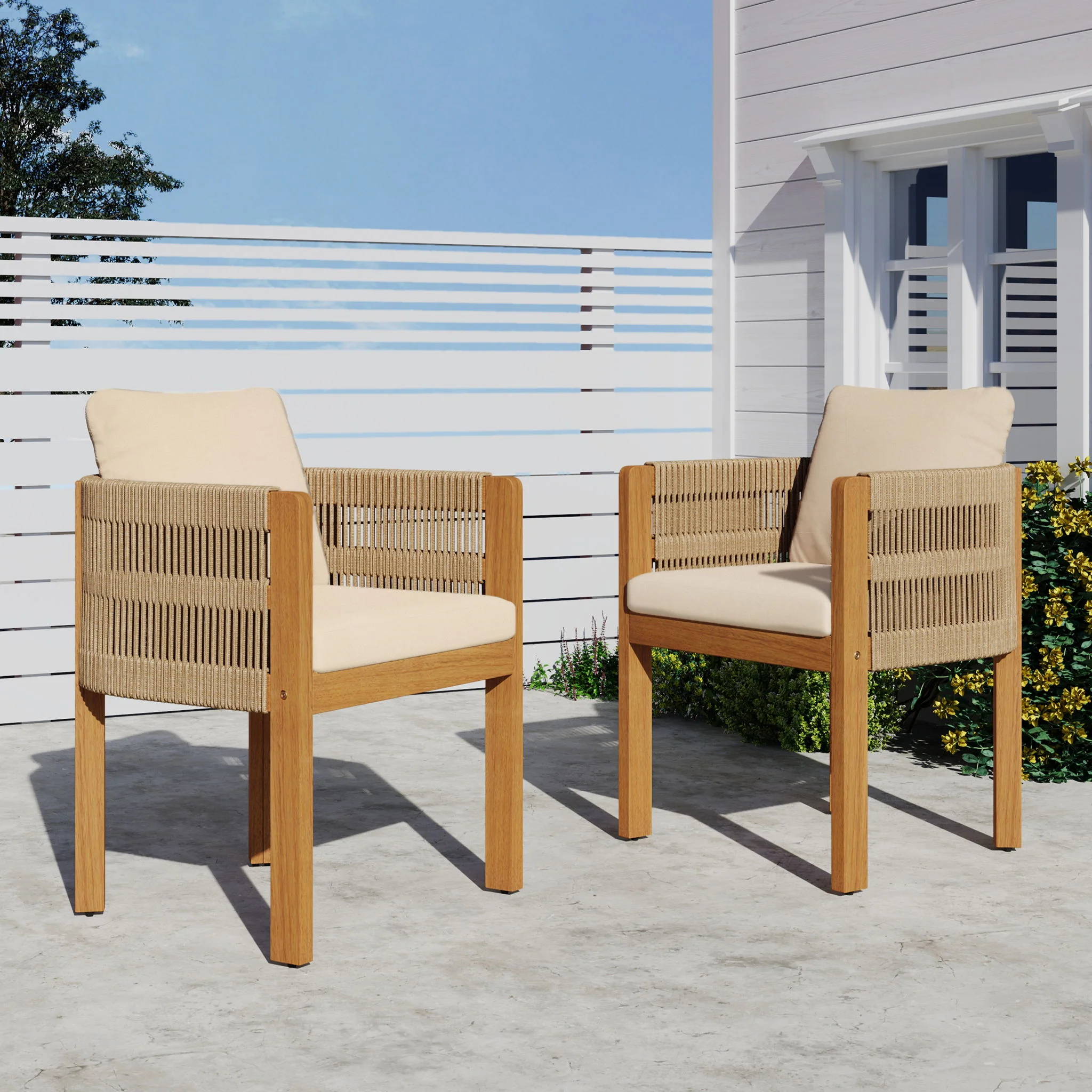 Outdoor Dining Chairs With Rope Handles (Set of 2) - Image 5