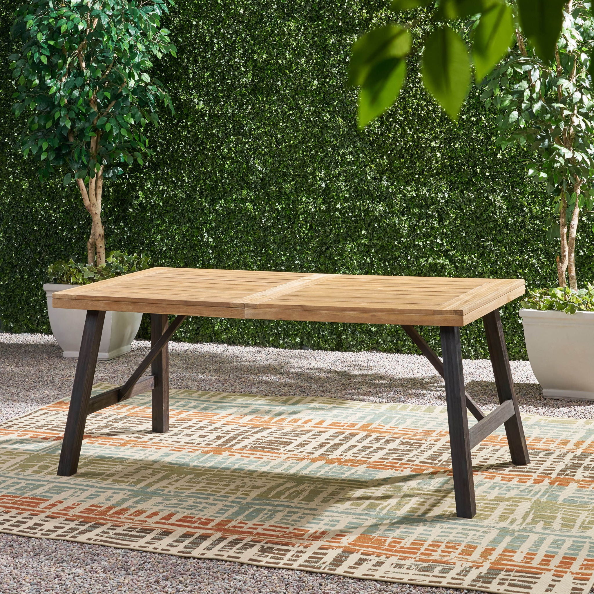 Outdoor Dining Set With 2 Bench And 1 Dining Table - Light Brown - Image 8
