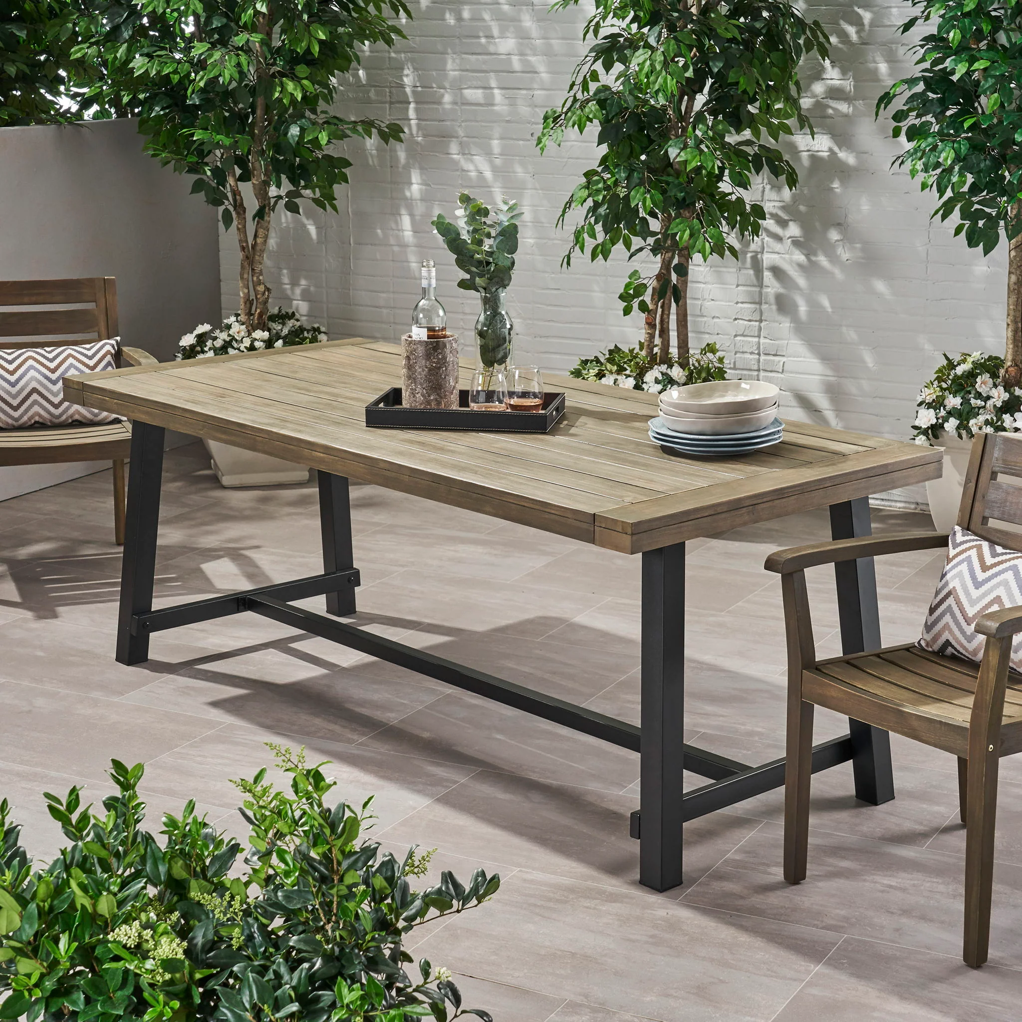 Outdoor Dining Table - Gray / Rustic Metal - Image 8