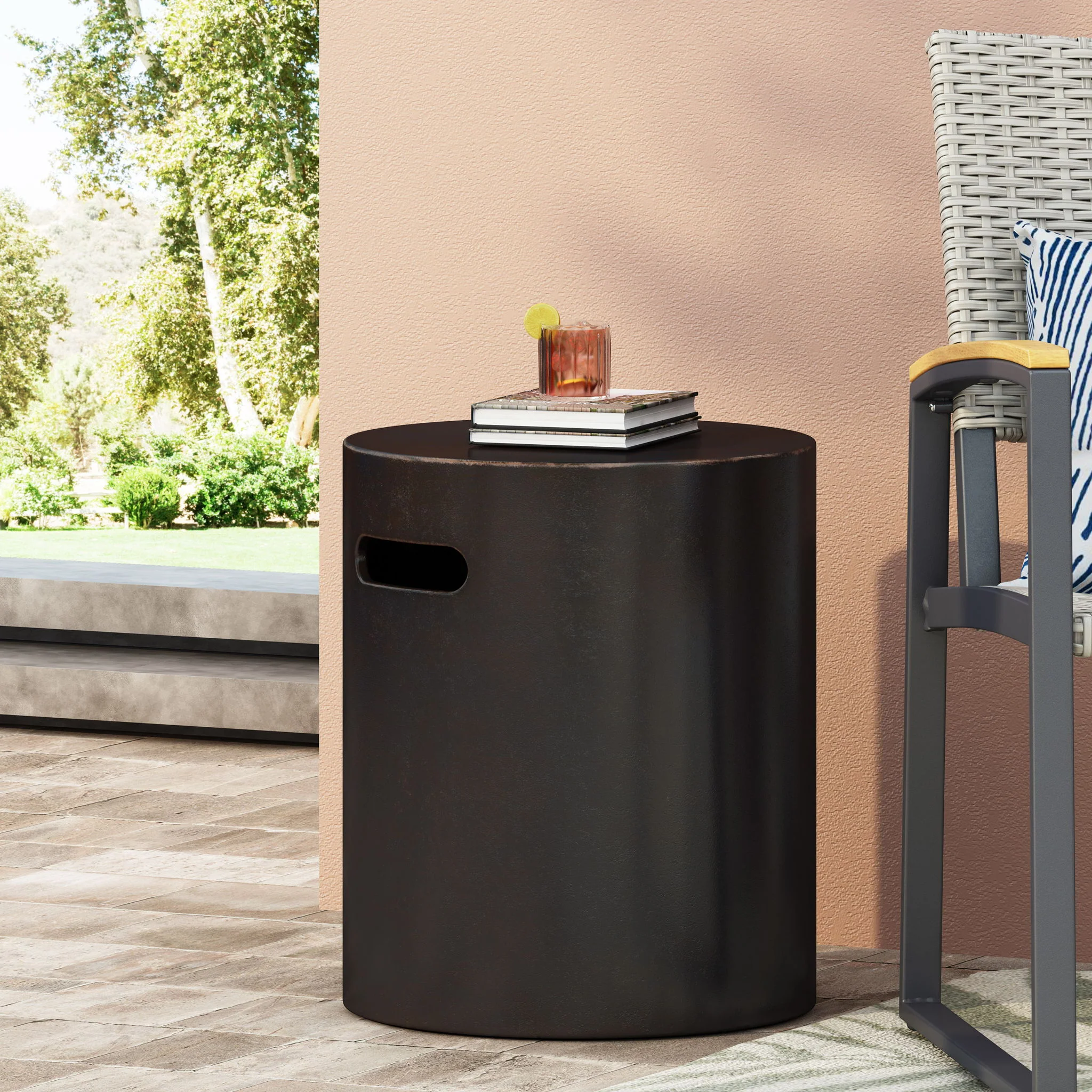 Outdoor End Table With Cutout Handle - Copper - Image 3