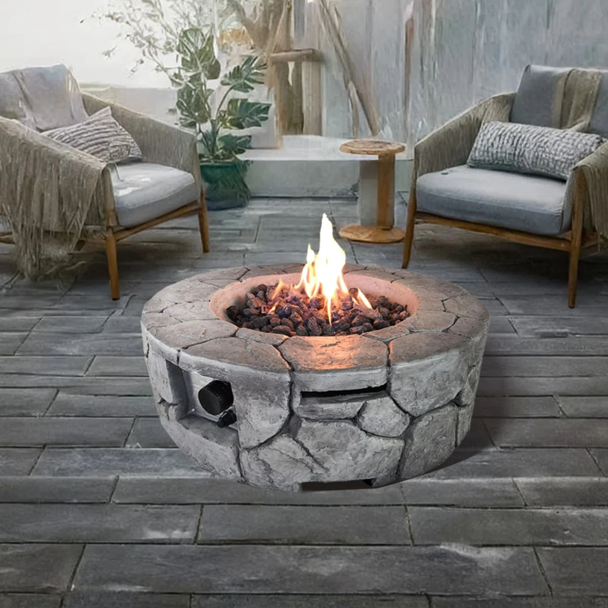 Outdoor Fire Pit Garden Heater Concrete Propane Gas Burning - Image 10