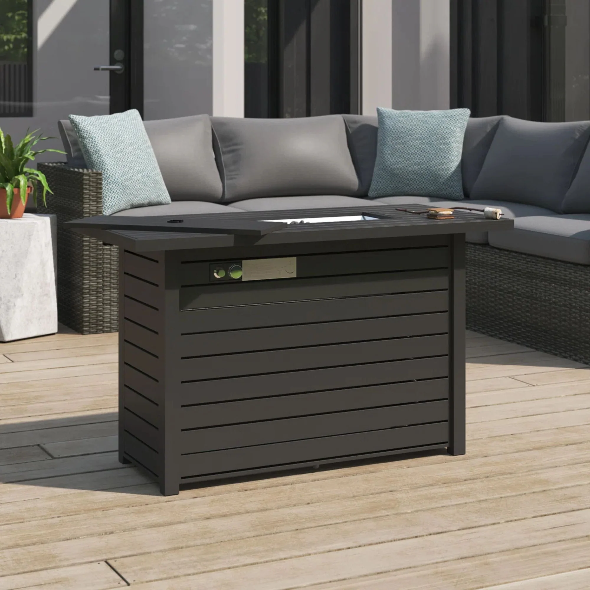 Outdoor Fire Pit Table Garden Heater Dual Fuel Steel 42x25in - Image 5
