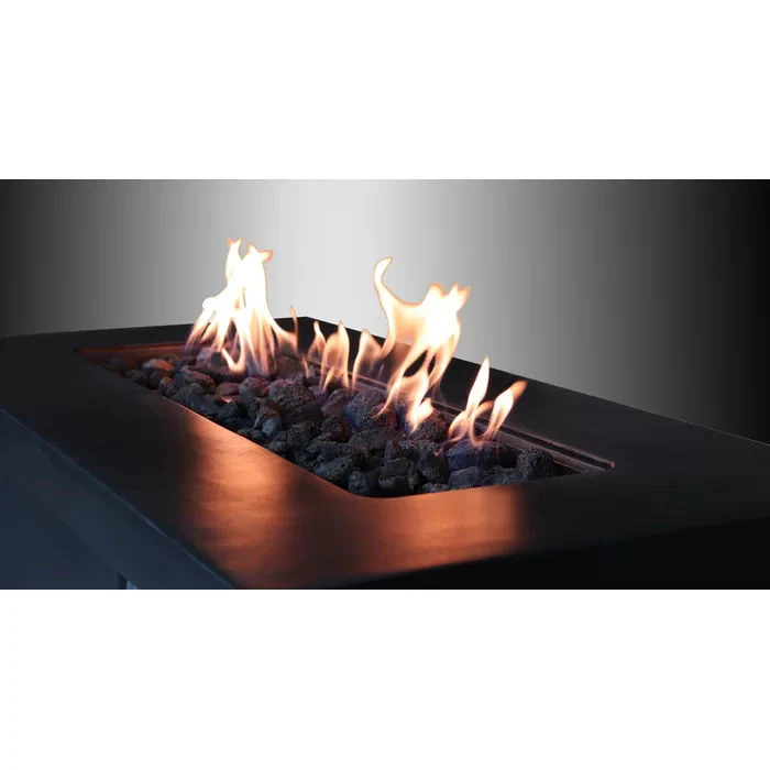 Outdoor Fire Pit Table Garden Heater Modern Concrete Steel 60x24in Dark Gray - Image 5