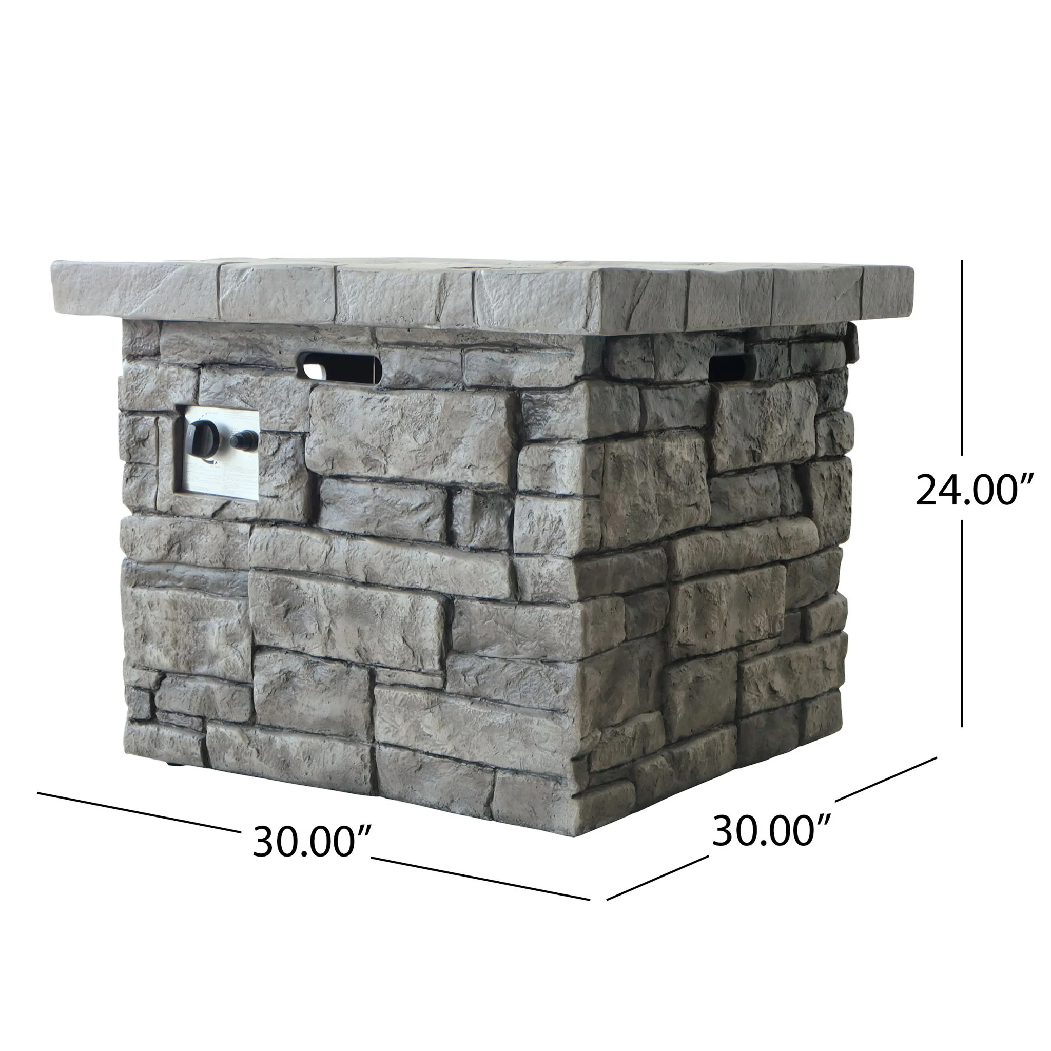 Outdoor Fire Pit Table Garden Heater Square Magnesium Oxide 30x24in Dark Gray - Image 3