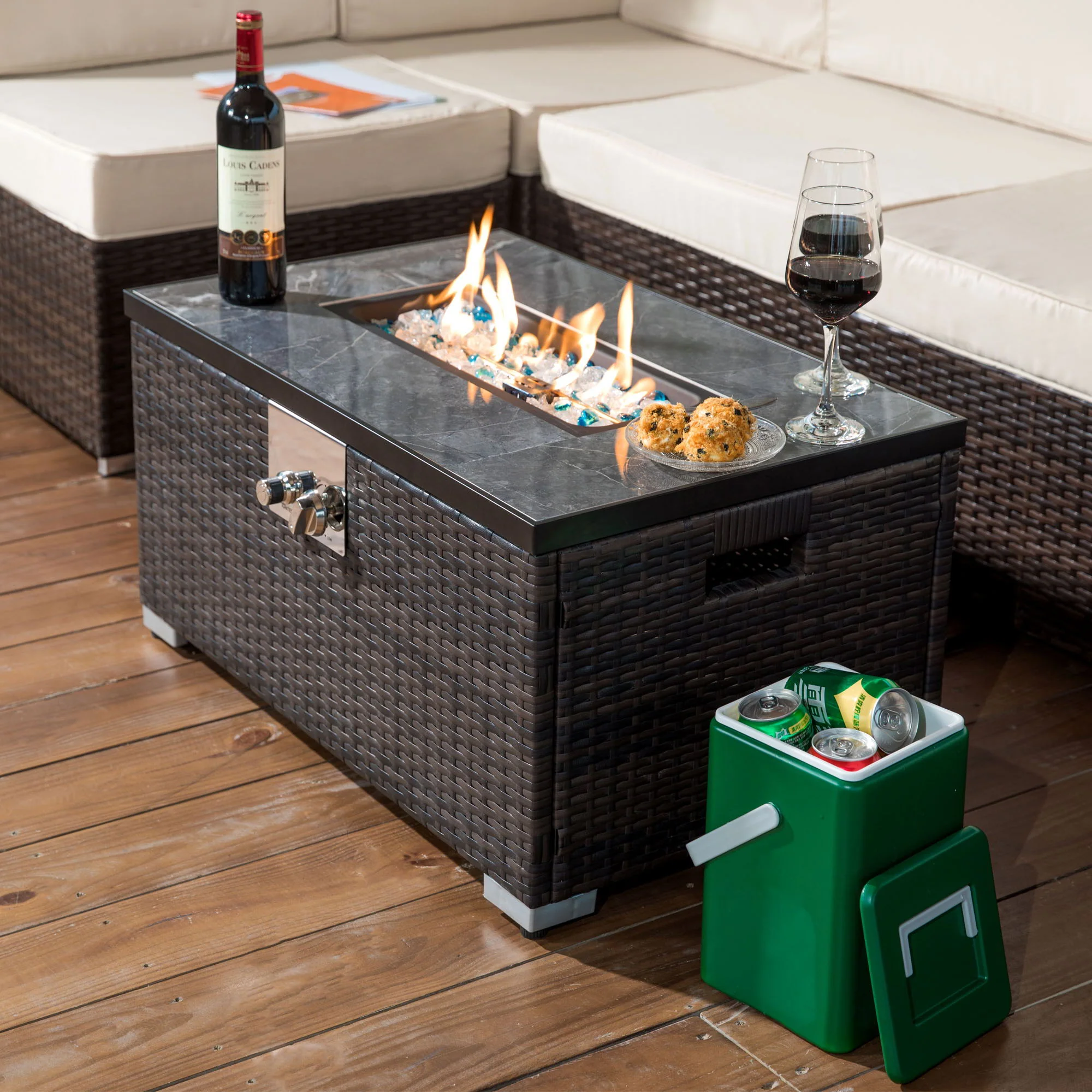 Outdoor Propane Fire Pit Table - Brown - Image 8