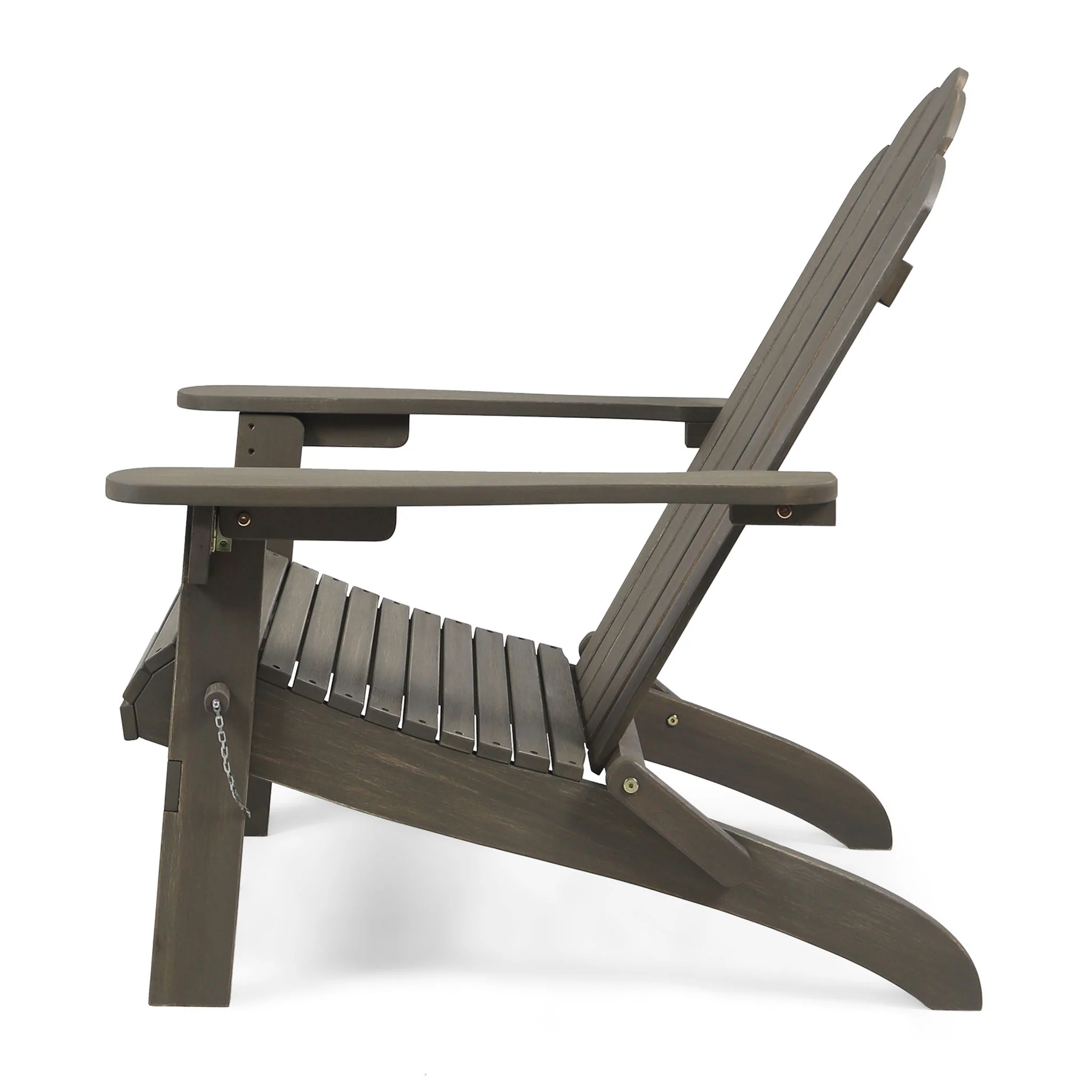Outdoor Foldable Adirondack Chair With Hand Crafted Details - Gray - Image 2