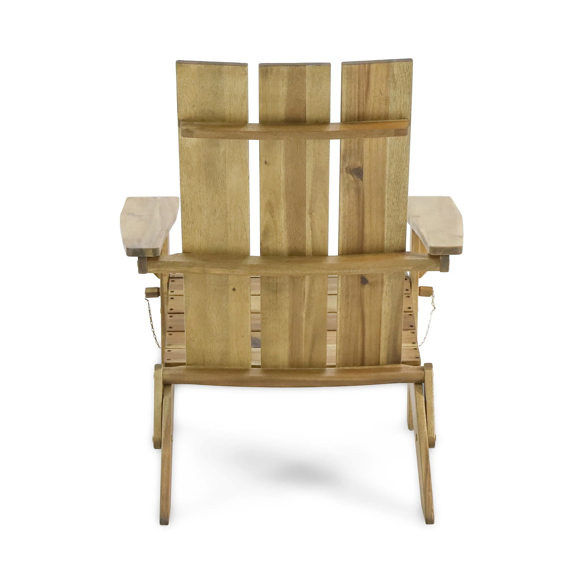 Outdoor Foldable Adirondack Chair With Slat Back - Natural - Image 3
