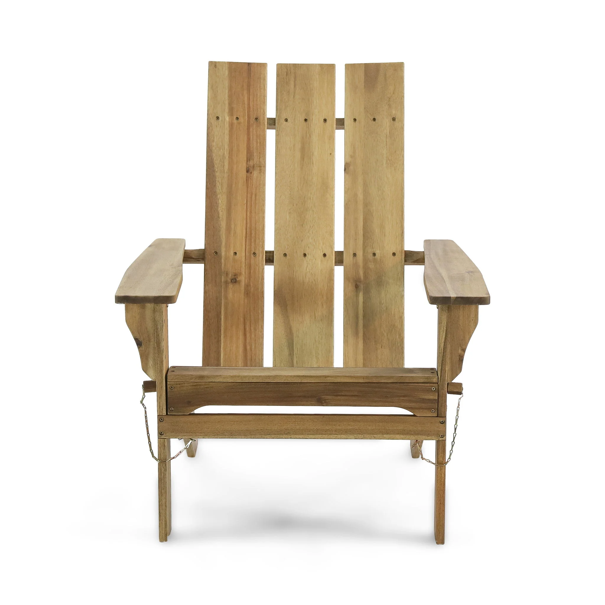 Outdoor Foldable Adirondack Chair With Slat Back - Natural - Image 5