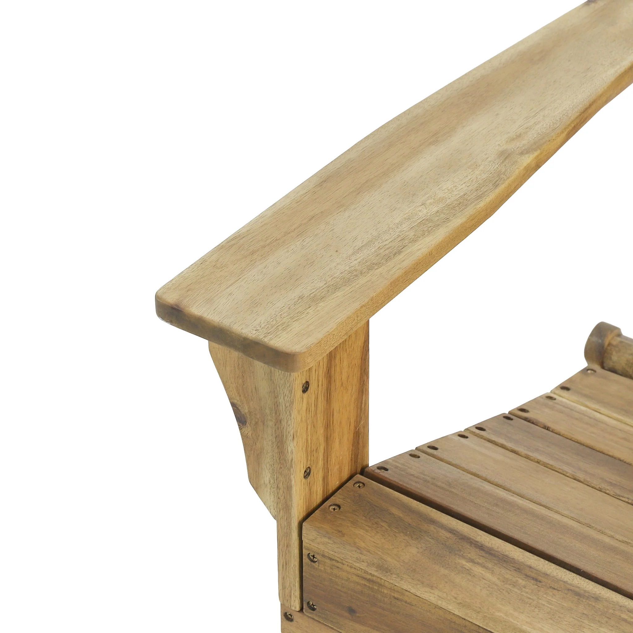 Outdoor Foldable Adirondack Chair With Slat Back - Natural - Image 6