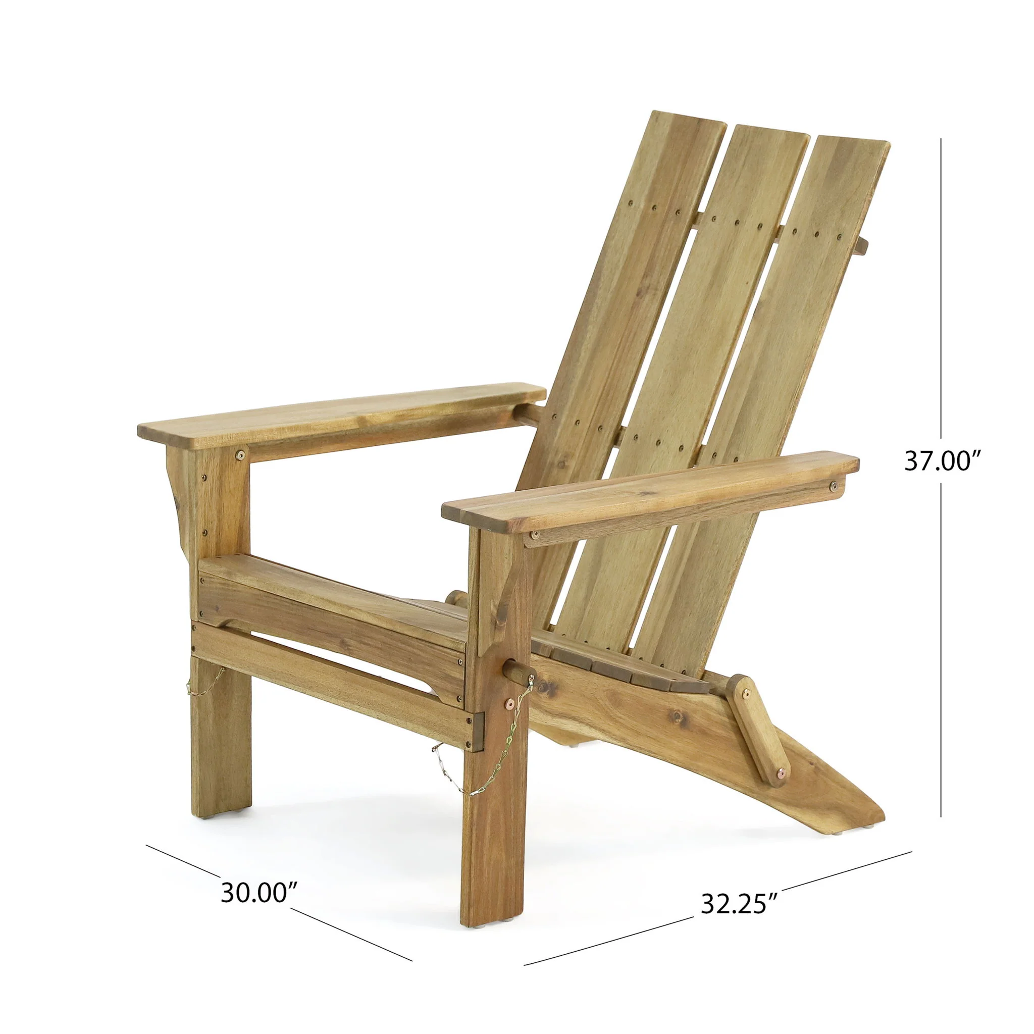 Outdoor Foldable Adirondack Chair With Slat Back - Natural - Image 8