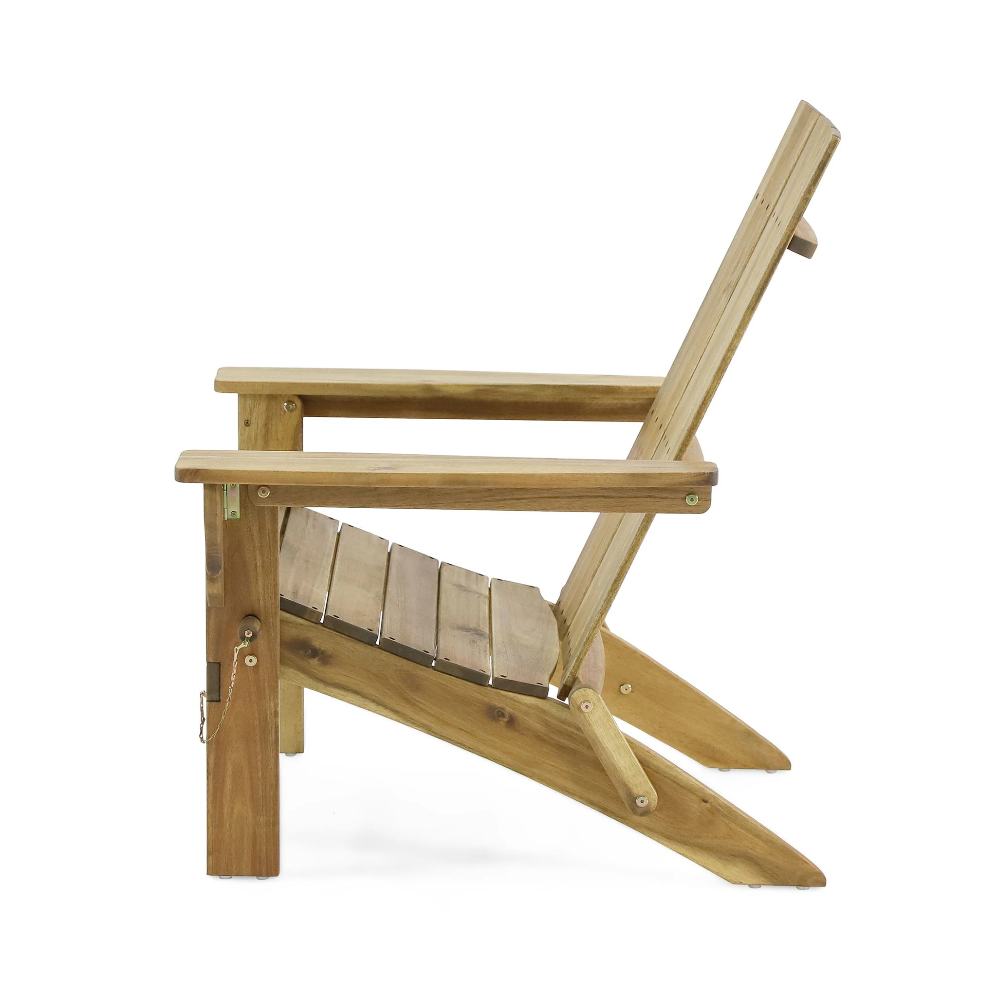 Outdoor Foldable Adirondack Chair With Slat Back - Natural - Image 9