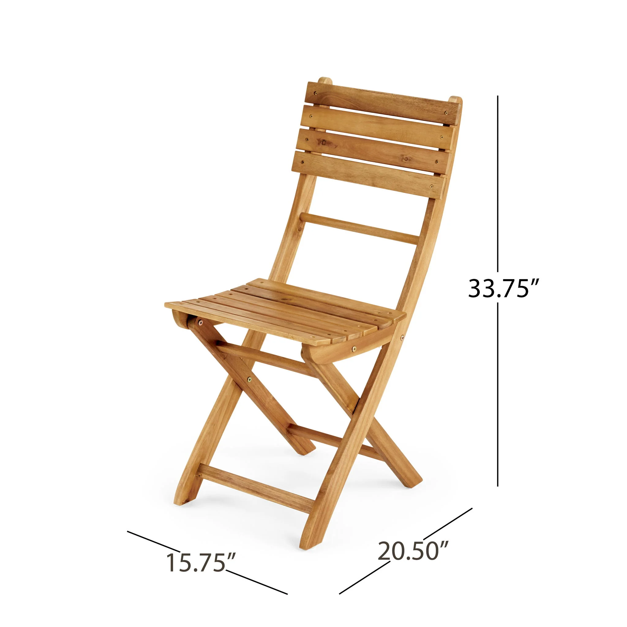 Outdoor Foldable Wood Dining Chair With Slat Design (Set of 2) - Image 18