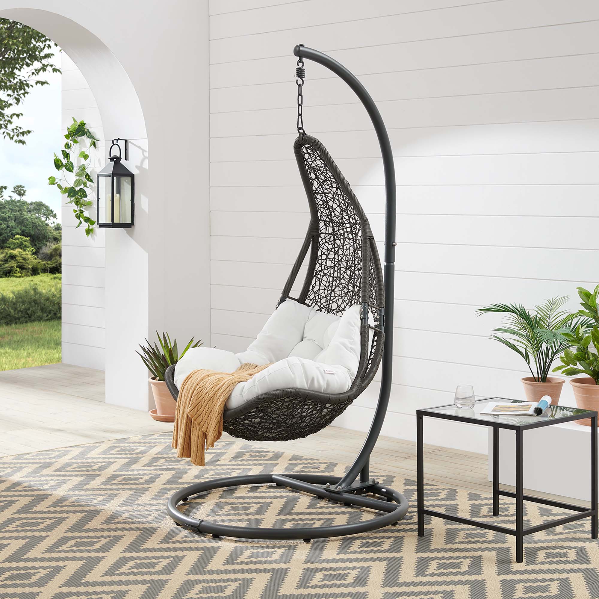 Outdoor Hanging Swing Chair with Stand for Patio, Porch and Garden Relaxation - Image 8