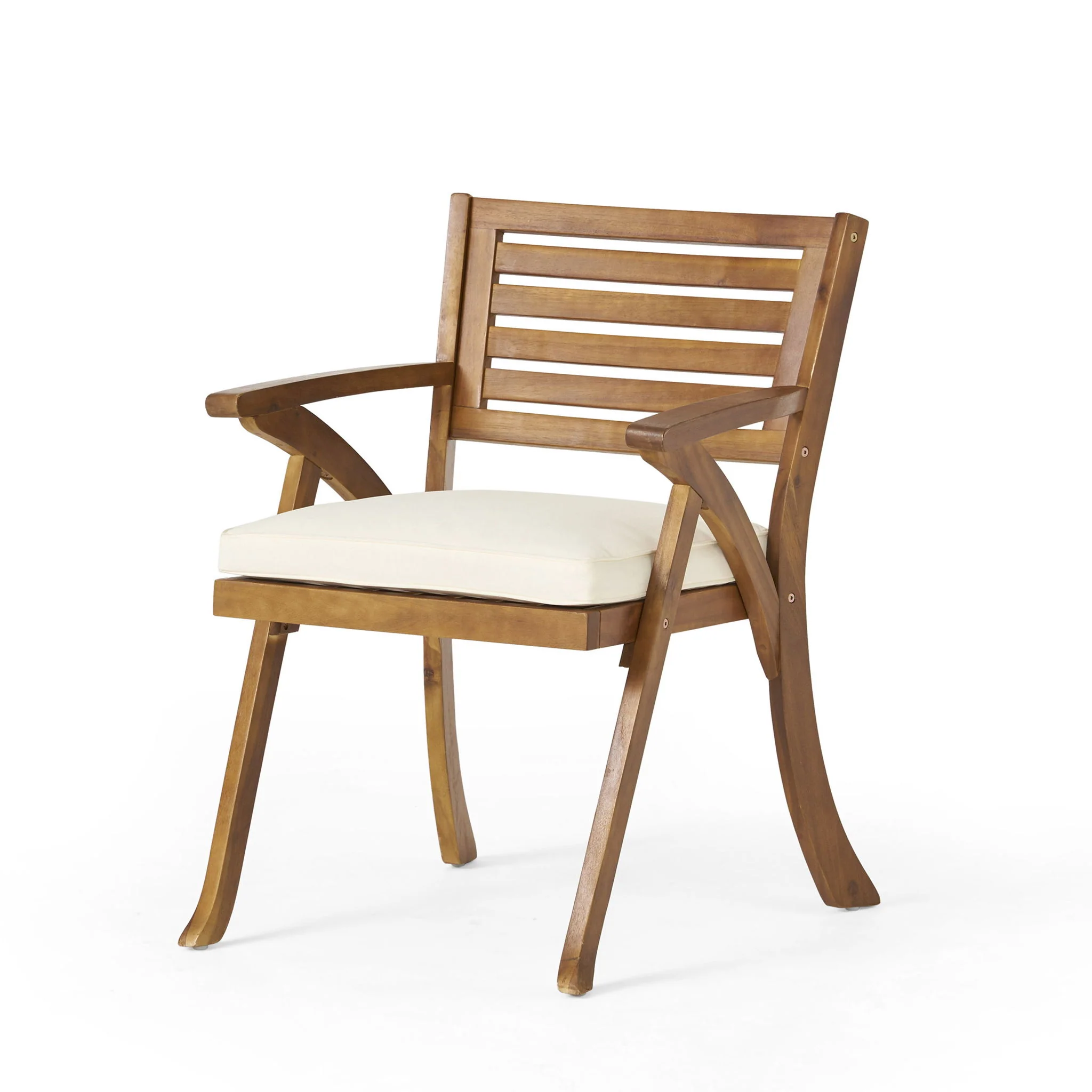 Outdoor Hermosa 5 Piece Wood Dining Set With Cushions - Teak / Beige - Image 4